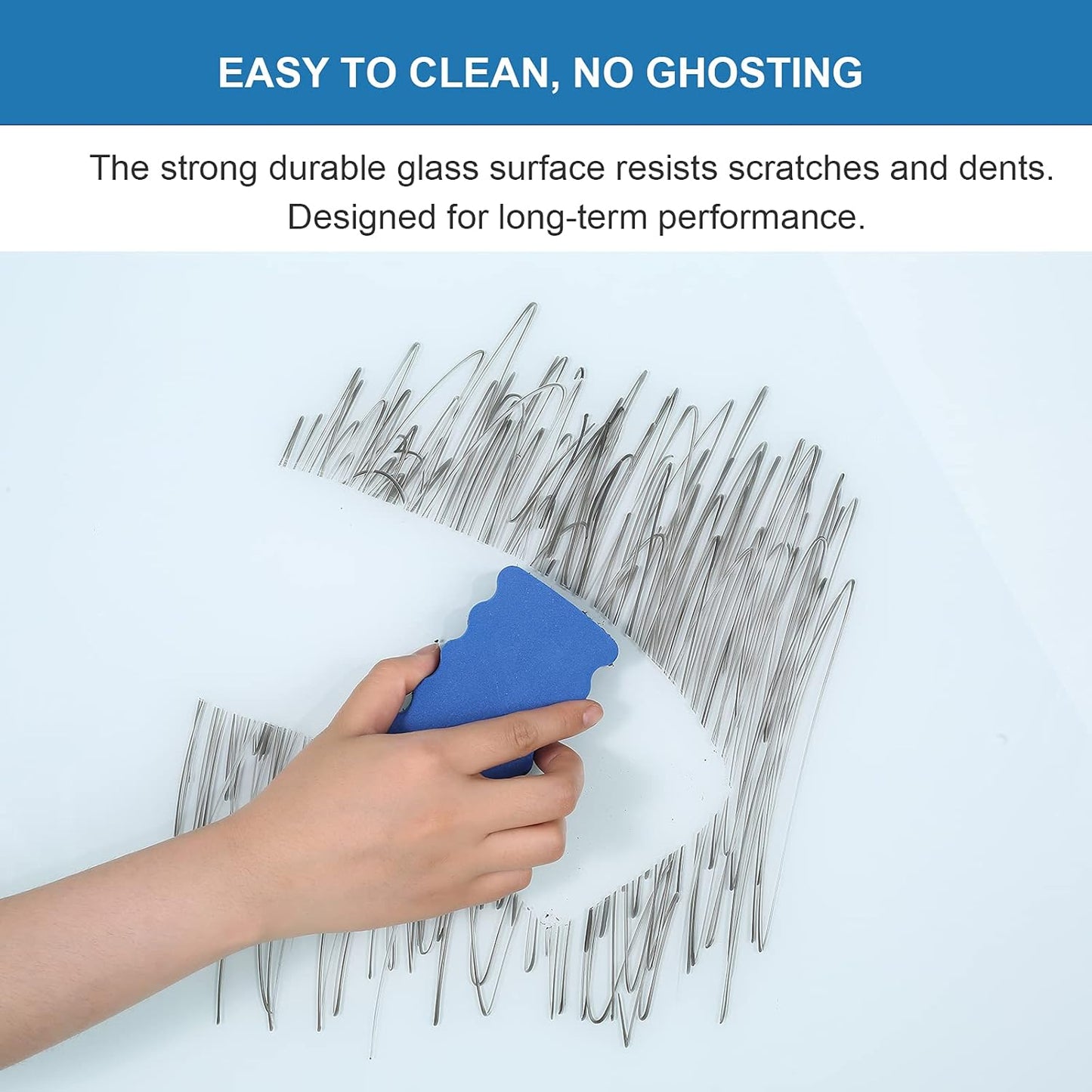 Dex Board 72" x 48" Large Glass Whiteboard 6' x 4' Frameless Tempered Glass Dry Erase Board with Marker Tray for Interactive Office, Wall Mounted Frosted Glass Whiteboard