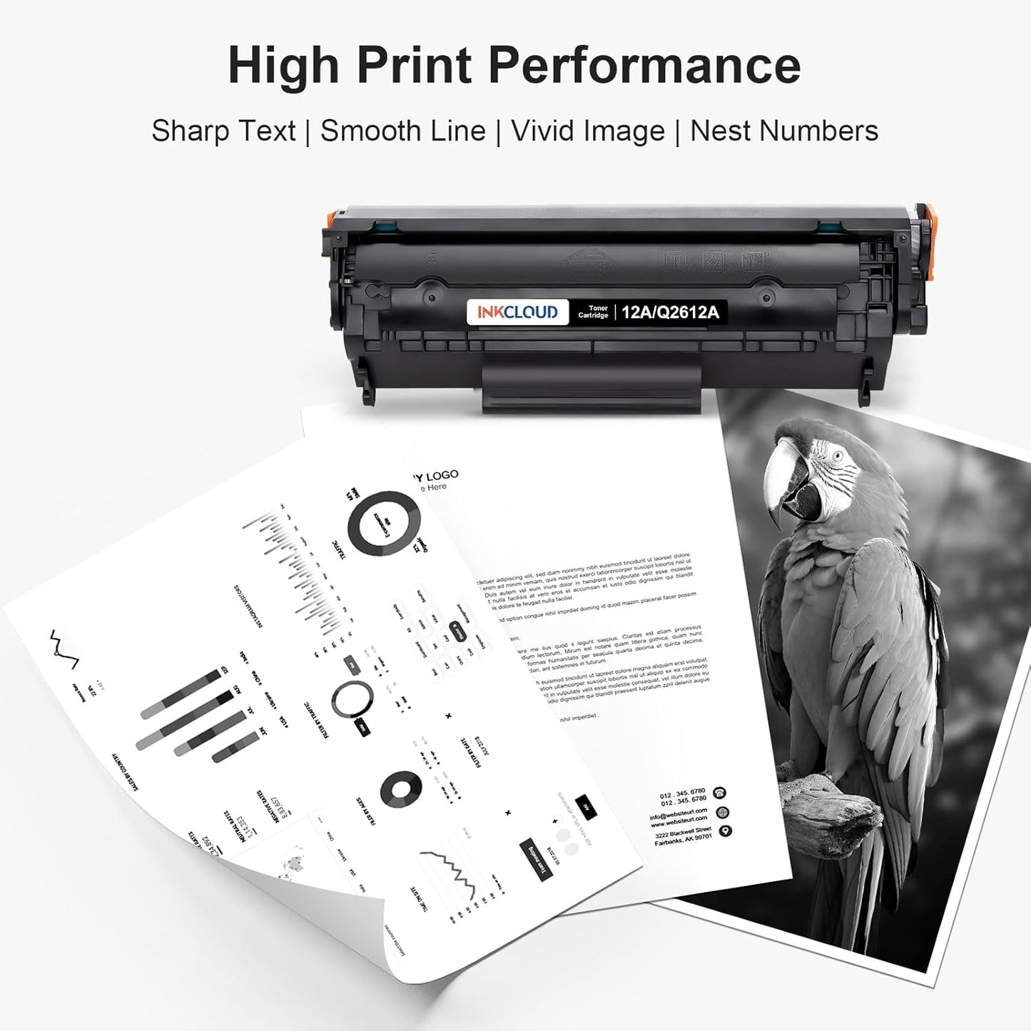 12A Black Toner  2-Pack Q2612A High-Yield Compatible Toner Cartridge for HP M1005 M1319f 1010 1012 1015 1018 1020 Plus 1022 1022n 1022nw 3015 3020 3030 3050 3050z 3052 3055 Printer