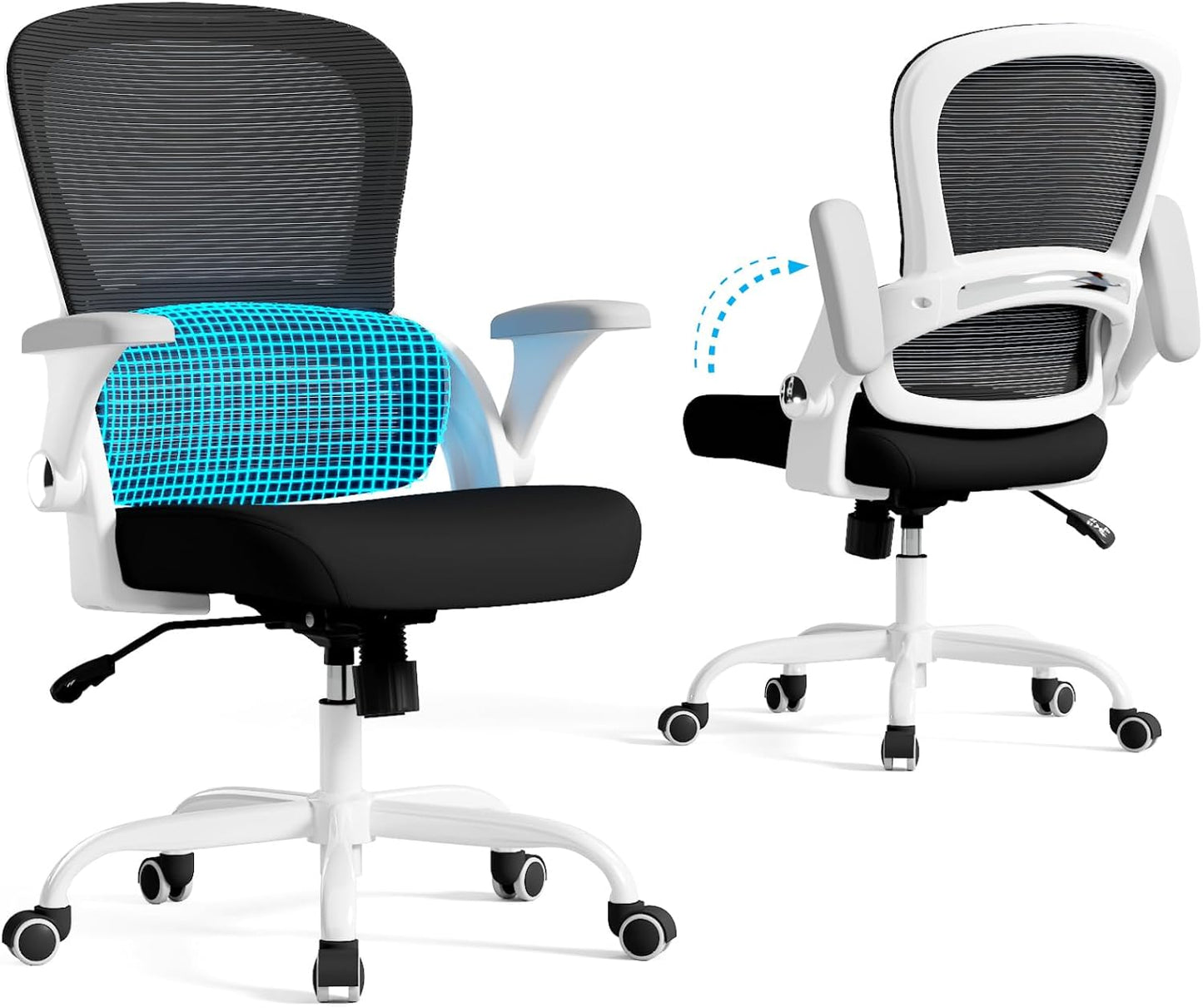 TRALT Beige Gaming Chair - Ergonomic Office Chair with Back Support, Home Office Desk Chairs, Computer Chair, 330lbs Wide Seat Big and Tall Office Chair for Professionals (White Black)