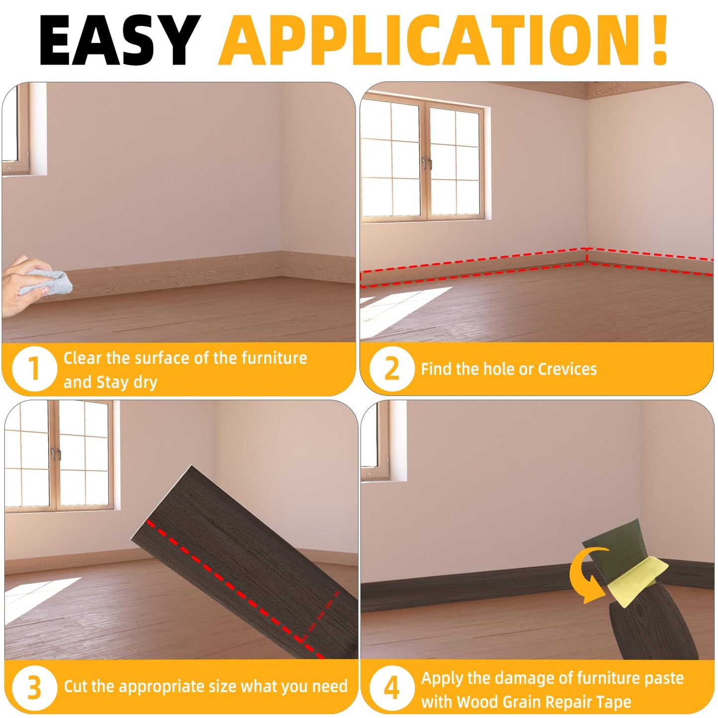 GSCIT Club Wood Grain Repair Tape, 2.4 inch X 100ft Self Adhesive Red Walnut Grain Repair Patch for Tables, Chairs, Baseboards, Doors, Windows, Floors, Handicraft DIY.