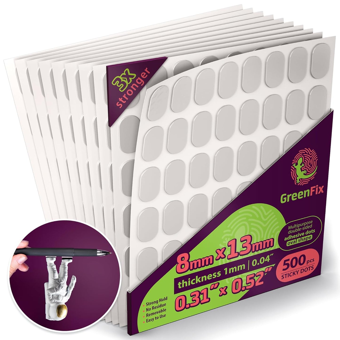 Clear Adhesive Dots 500PCs - Double Sided Sticky Dots Removable - Sticky Tack for Collectibles & Figurines, Arts & Crafts, Home Decor - Sticky Gel Self Adhesive Glue Dots