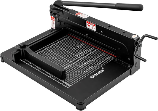 TIANSE Heavy Duty Guillotine Paper Cutter A4 12" Guillotine Paper Cutter 500 Sheet Capacity Solid Steel Construction with Double Safety Protection Perfect for Trimming Paper Cardstock Matboard Black