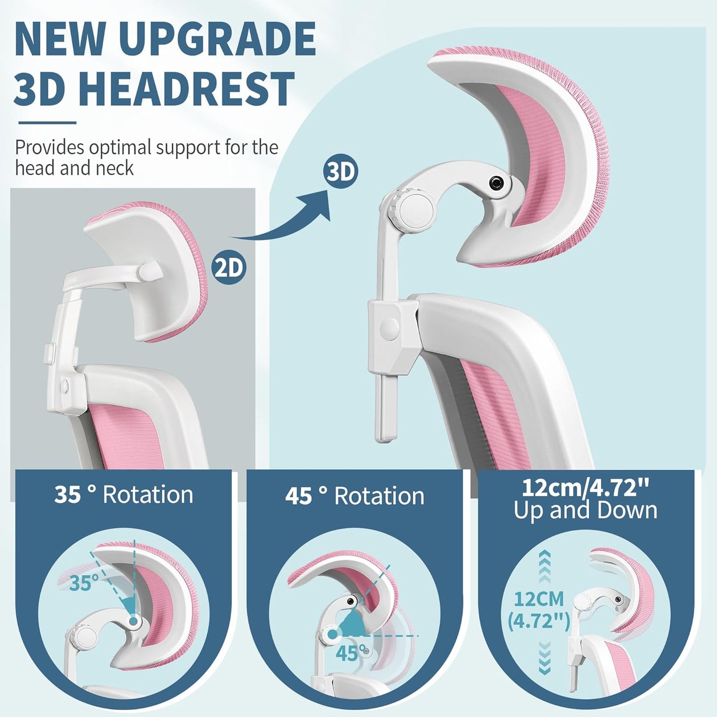 FelixKing Ergonomic Office Chair, Headrest Desk Chair Office Chair with Adjustable Lumbar Support, Home Office Swivel Task Chair with High Back and Armrest, Adjustable Height Gaming Chair(Pink)