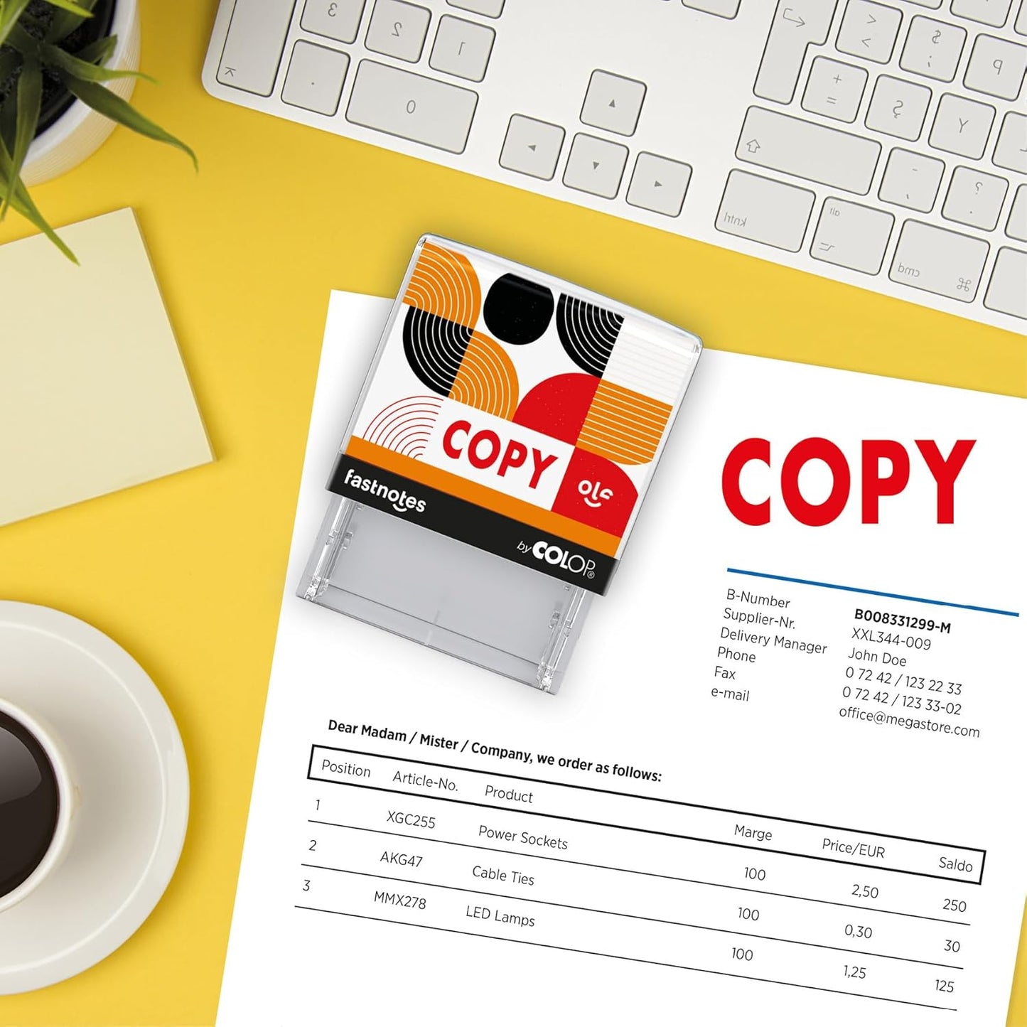 Fastnotes Copy Self-Inking Rubber Stamp by COLOP - Great for Office Documents, Notary, Warehouse, Accounting Paperwork, Business, and Legal Documentation - Red Ink (Copy- Red)