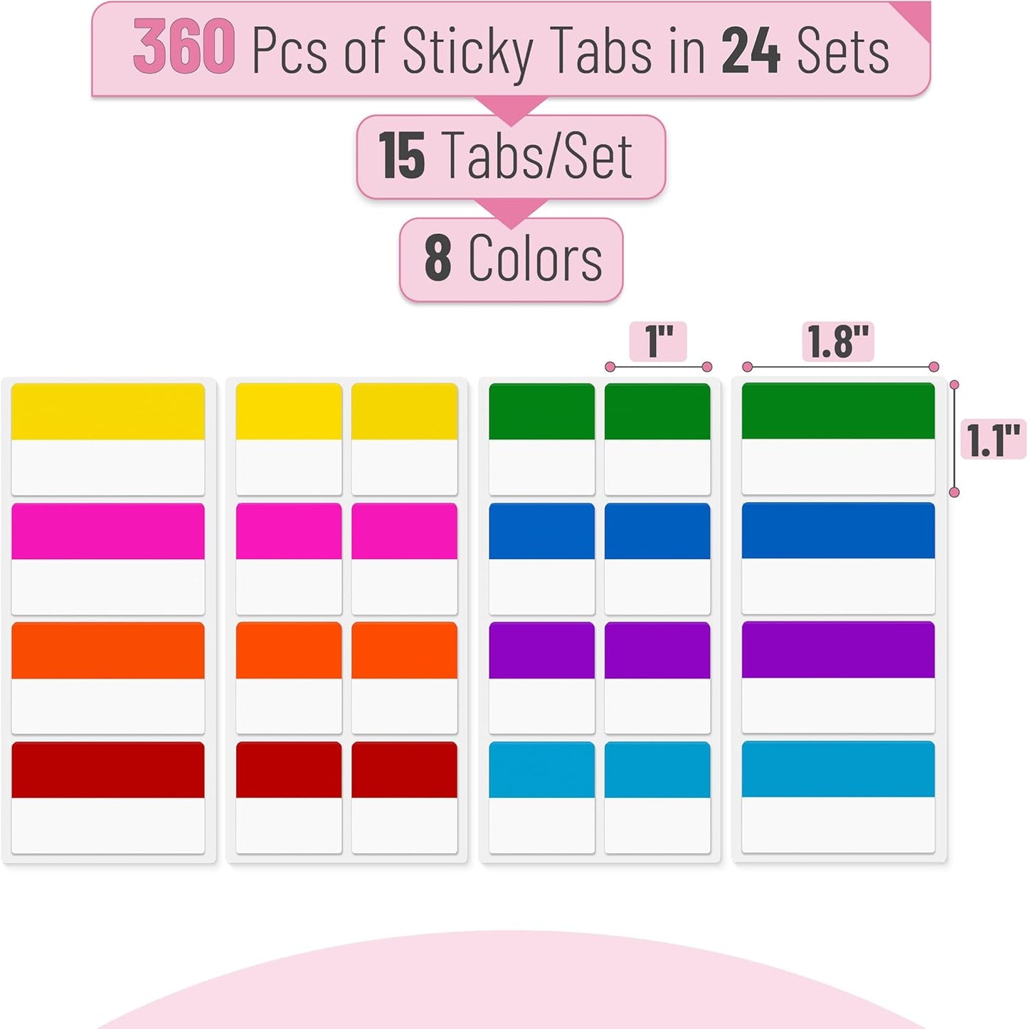 Mr. Pen- Sticky Index Tabs, 360 Pcs, Colorful Sticky Tabs for Notebooks, Page Markers, Page Tabs for Binders, Page Tabs Sticky Tabs for Books, Notebook Tabs, Book Sticky Tabs for Notebooks