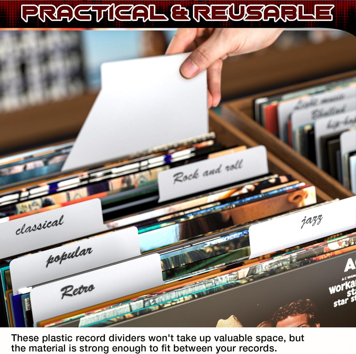 Facmogu 20PCS Vinyl Record Dividers, 12 Inches Reusable Index Card Dividers, Writable Blank DIY Album Vinyl Separators for LP DVD Record Organizer, Horizontal and Vertical Record Storage Card - White