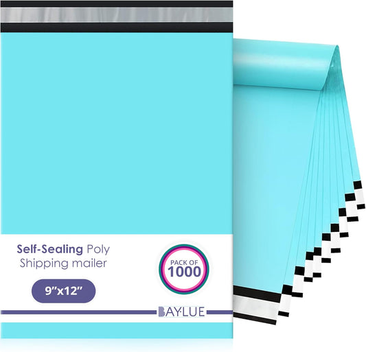 Teal Poly Mailers 9x12 Inch | Strong Adhesive Self-Seal mailer Bags | Tamper, Tear, Water Resistant Shipping Envelopes | Thick Strong Material Polymailer Bags Clothing Bag | 1000 Pack Bulk