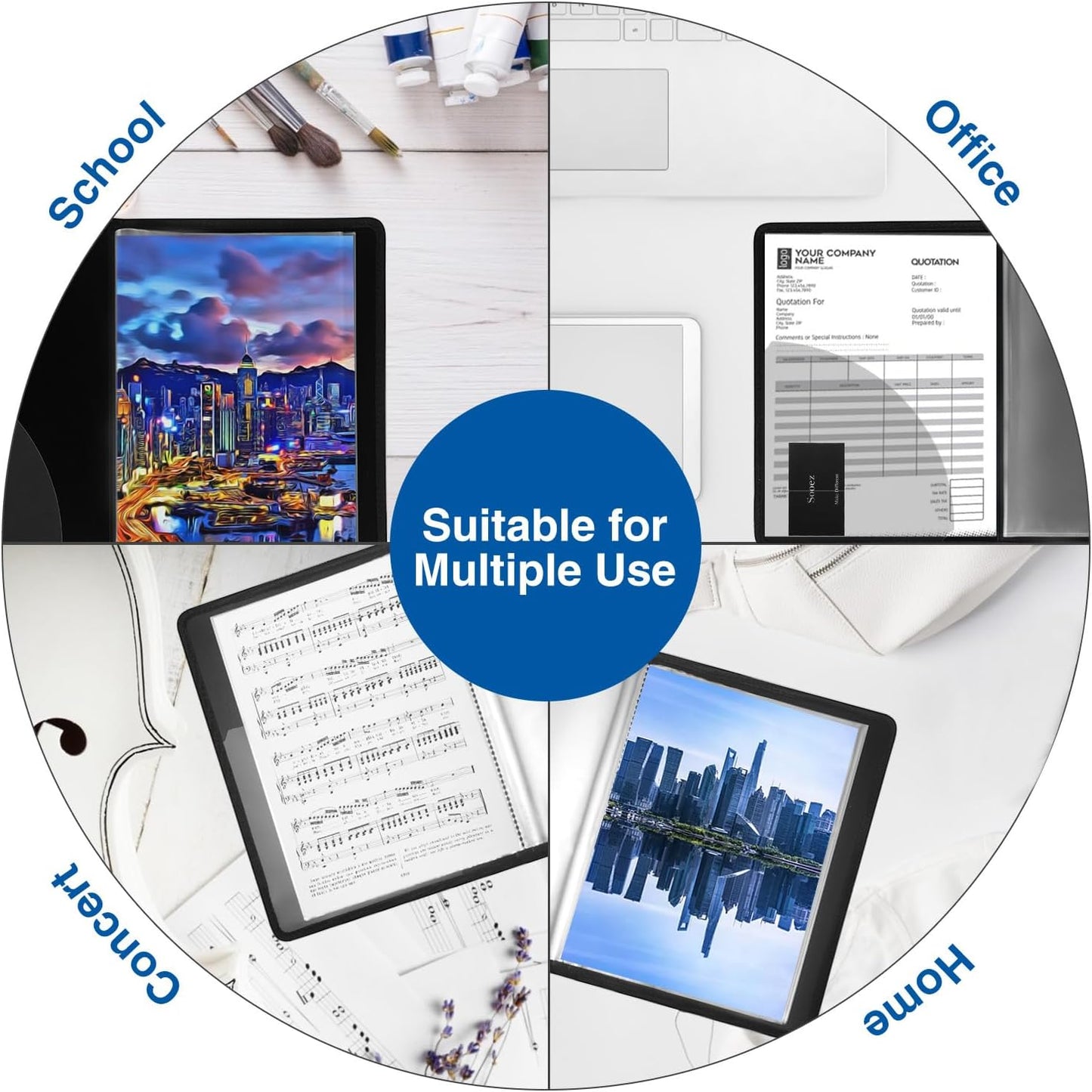 Sooez Heavy Duty Binder with Plastic Sleeves 18"x24", Portfolio Folder with 30 Clear Sheet Protectors, Display 60 Pages, Presentation Book for Artwork, Sheet Music, Document