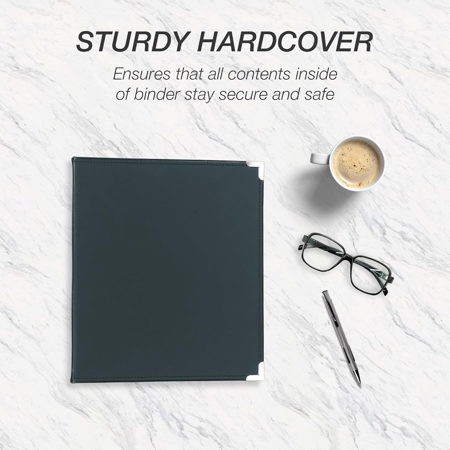 Samsill Classic Collection 3 Ring Leather Binder, Executive Presentation Portfolio, 1 Inch (Holds 100 Sheets), Silver Round Ring, Navy