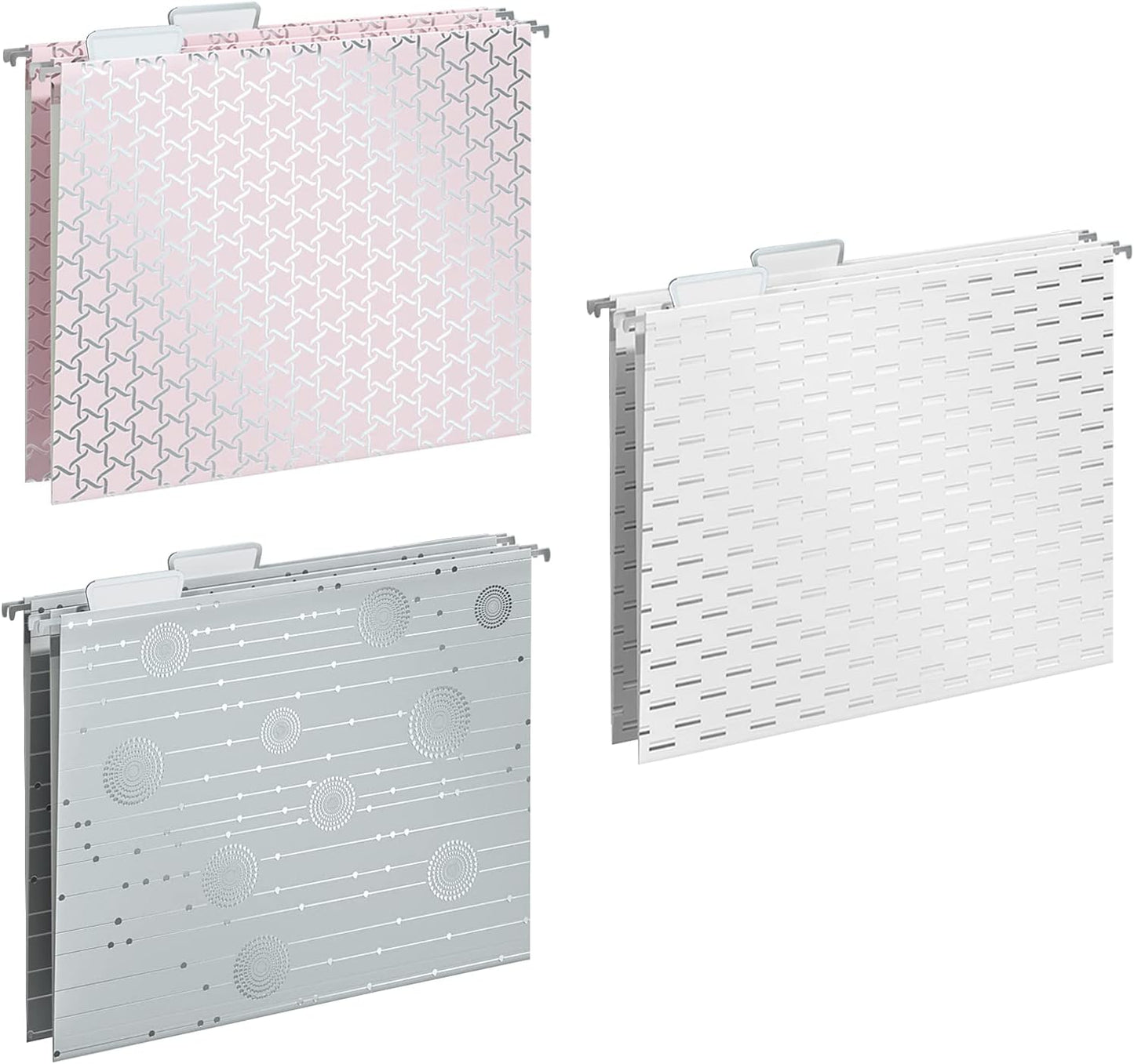 Y YOMA 6 Pack Decorative Hanging File Folders Letter Size File Folder Cute Pretty Hanging Folder Organizer for Filing Cabinet Office Home Desktop with 1/5-Cut Adjustable Tabs, 3 Silver Foil Design