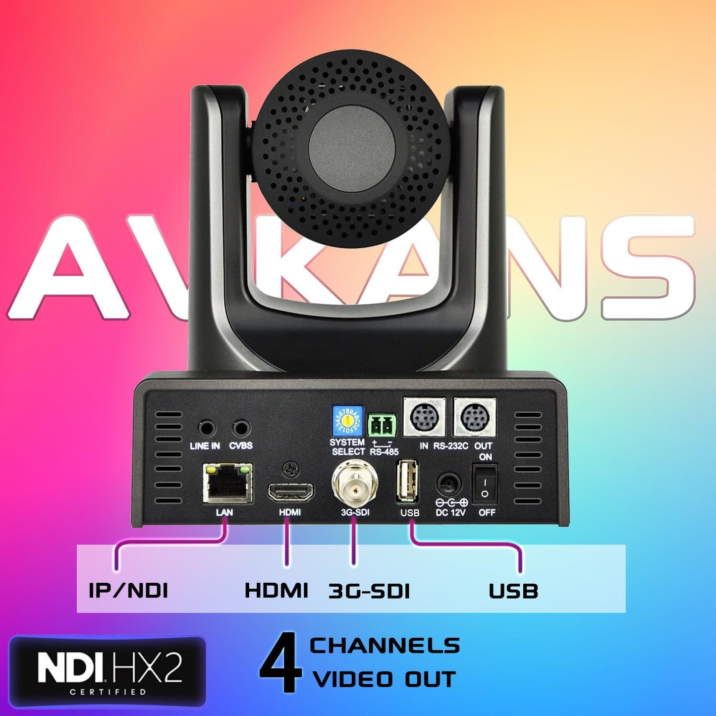 AVKANS NDI PTZ Camera - 30X Auto Tracking Live Streaming Cam with SDI/HDMI/IP Outputs for Church Worship School Sport Hospital Wedding(NDI HX2 and NDI HX3)