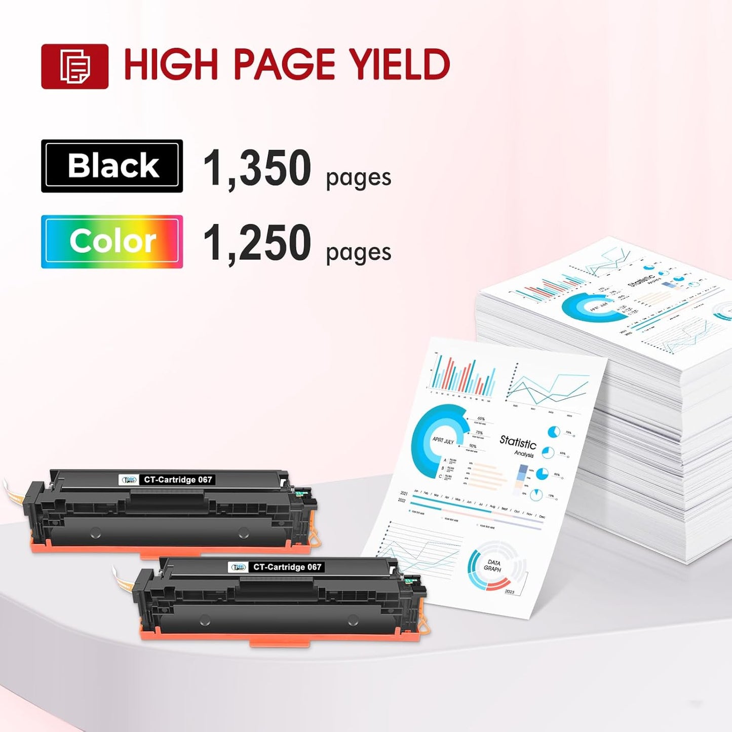 067 Toner Cartridge Set 067H MF654Cdw MF656Cdw Compatible Replacement for Canon Color ImageCLASS LBP632Cdw MF654Cdw MF653Cdw LBP633Cdw Printer 4 Pack High Yield Ink (Black Cyan Yellow Magenta)