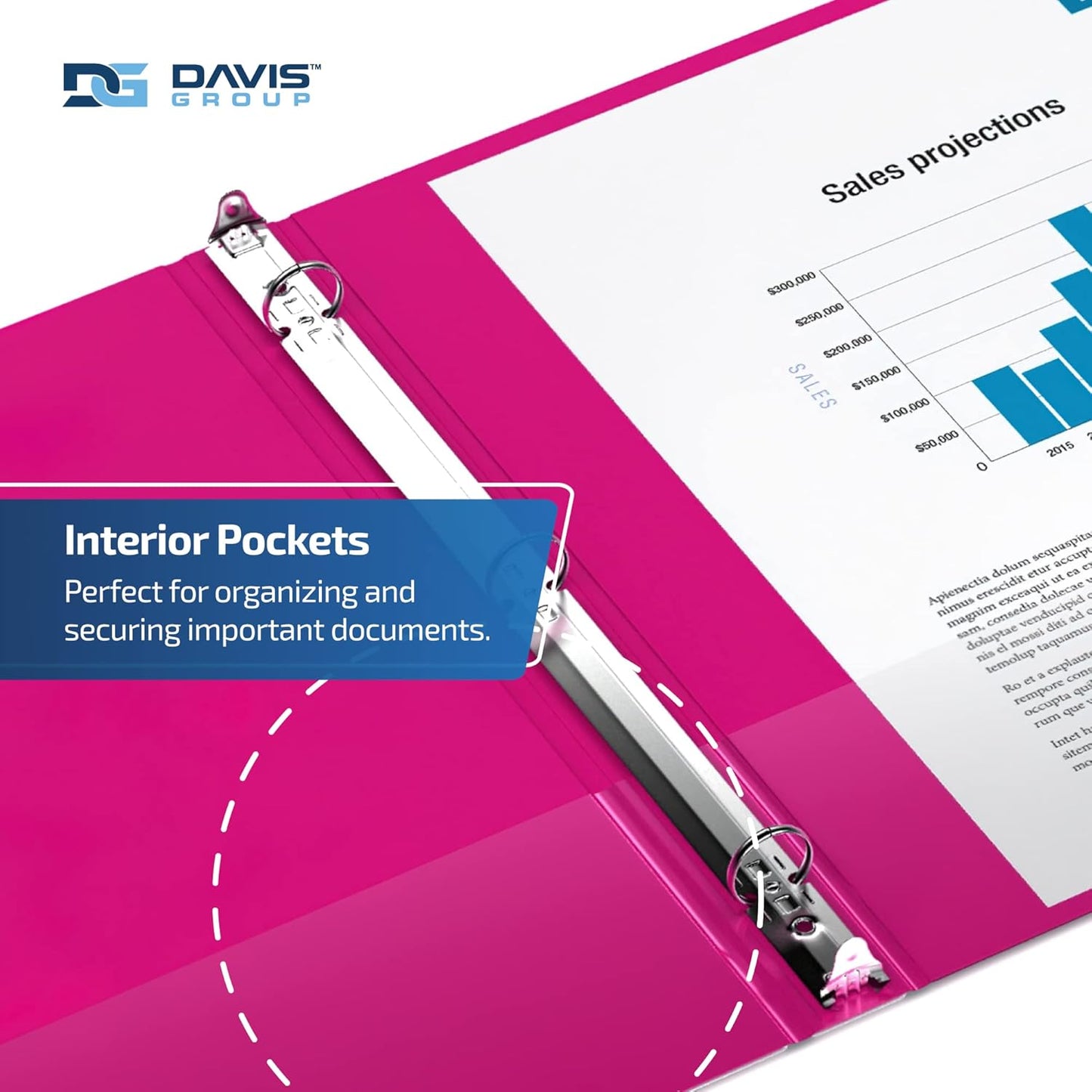 Easyview Premium 3-Ring Binders with Clear-View Covers and Round Rings, Binders for School or Office, 3 Inch, Pack of 6, Pink