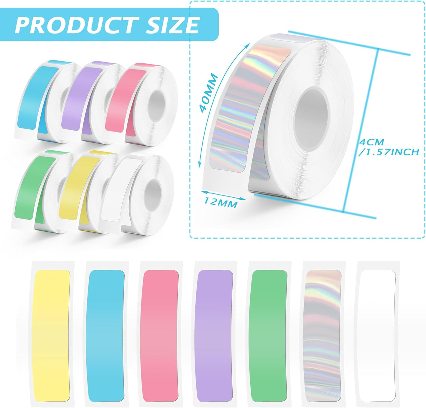 1600 Pcs MIARALA Colored D30 Label Tape, Label Maker Tape-12mm×40mm(0.47"x1.57") Sticker Thermal Paper Self-Adhesive Label Tape for D30 Printer 10 Rolls