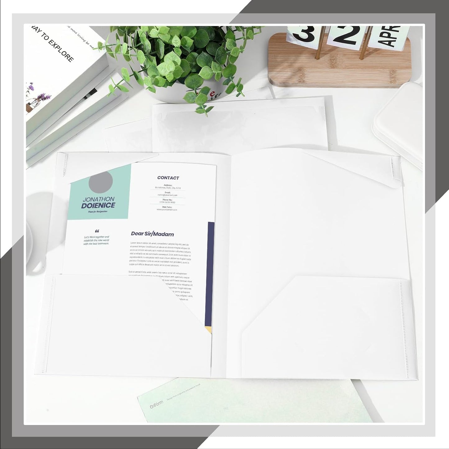 Henoyso 60 Pcs Plastic Folders with Clear Front Pockets Heavy Duty File Folders with 2 Pockets and Card Slot for Student Communication School Office Presentation Report (White)