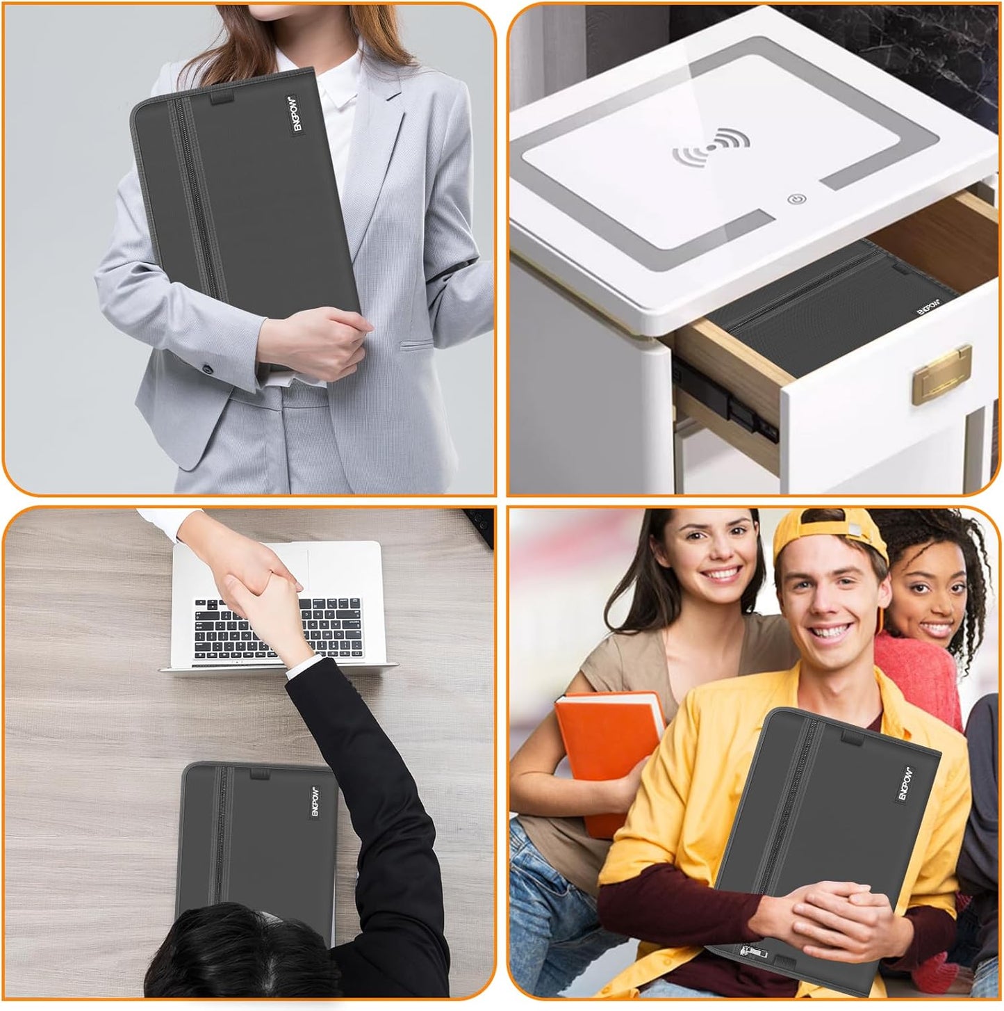 ENGPOW Accordion File Organizer,Fireproof 13 Pockets Expanding File Folder,Document Organizer Folder with Zipper＆Labels,Portable Home Travel Safe Storage for Letter A4 Files and More,Gray