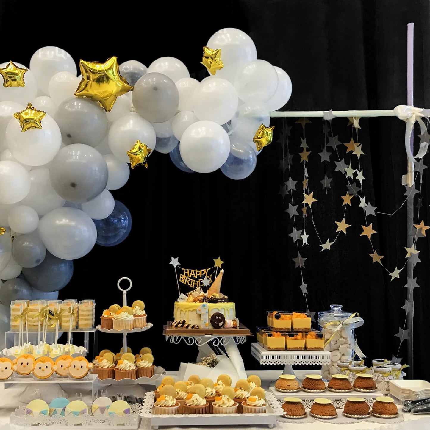 HEMMOTOP Black Backdrop 10x8 ft, Black Photo Backdrops for Photoshoot, Polyester Fabric Background Curtain Screen Seamless for Party, Photos, Photography, Birthday, Wedding (Backdrop only)