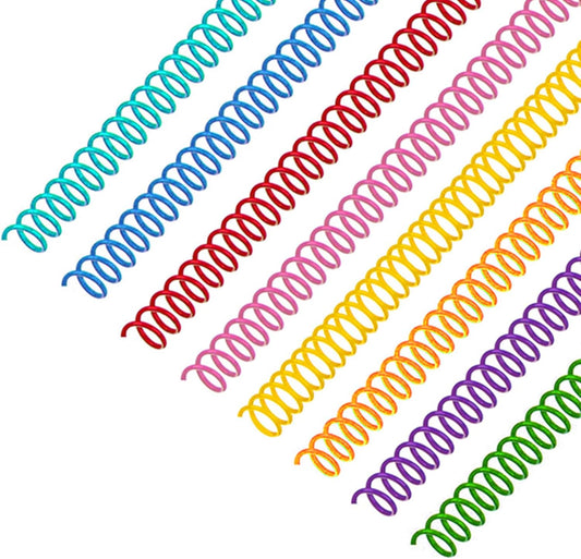 120 Pack Plastic Spiral Binding Coils Binder Binding Spirals Rings Multi Size Spiral Binding Wire Combs Spines Coils, 4:1 Pitch (1/4 Inch,Multicolor)