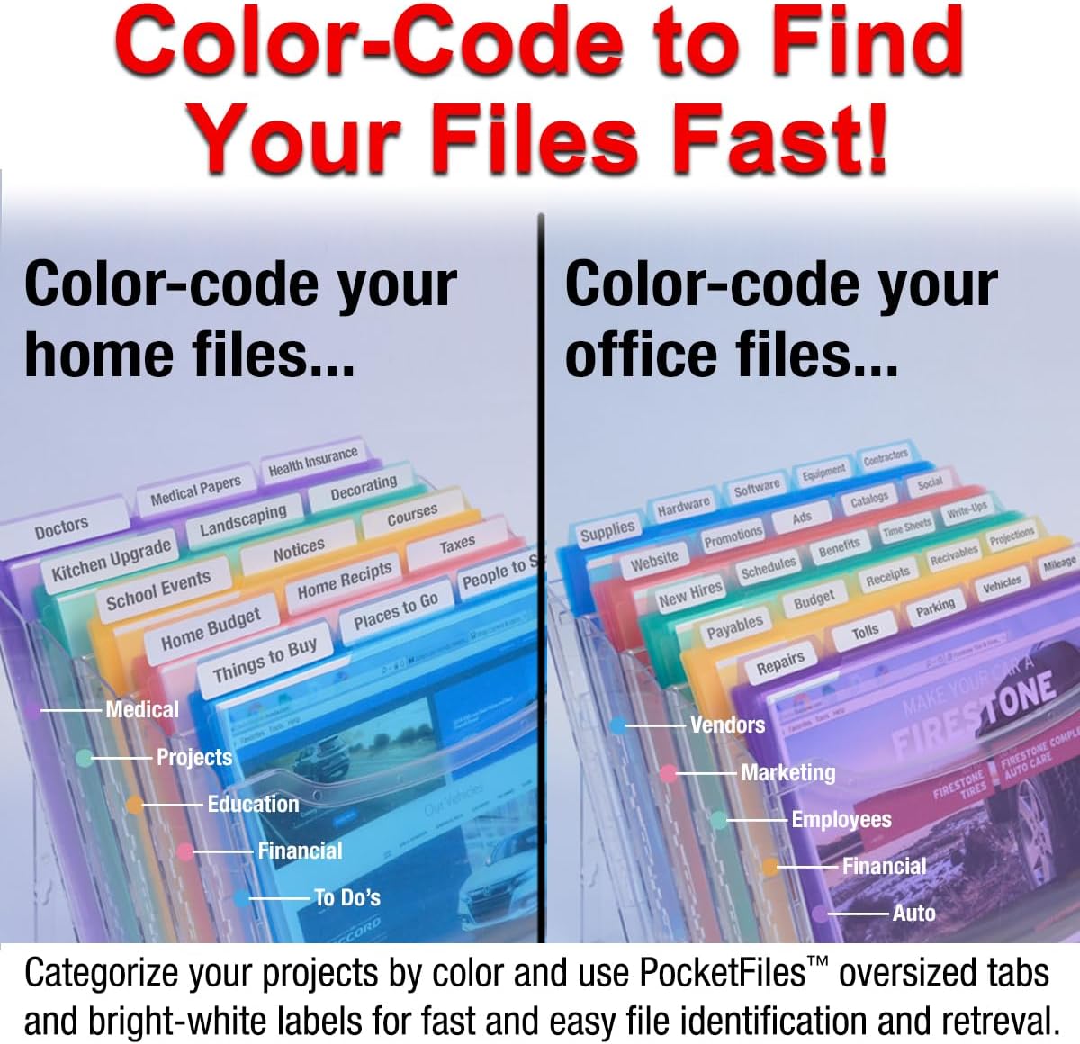 Ultimate Office StationMate Desktop Organizer (Includes 18, 3rd-Cut PocketFiles). Complete Project Manager and File Sorter for The Office or Home with an Incline Design Puts All Files in Clear View