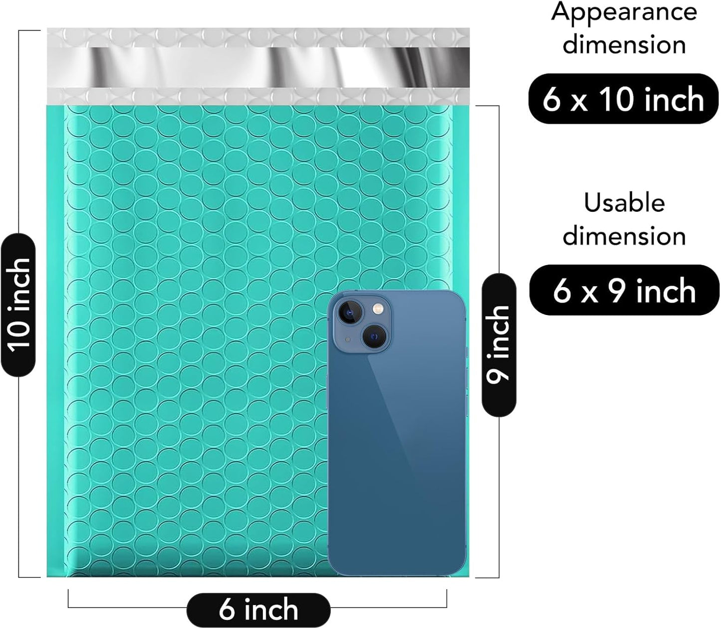 Fuxury Bubble Mailers 6x10“ 3000 Pack Teal Padded Envelopes Usable Size 6x9" Thick Mailing Envelopes Bubble Padded, Shipping Bags for Mailing,Packaging, Small Business, Boutique, Bulk #0