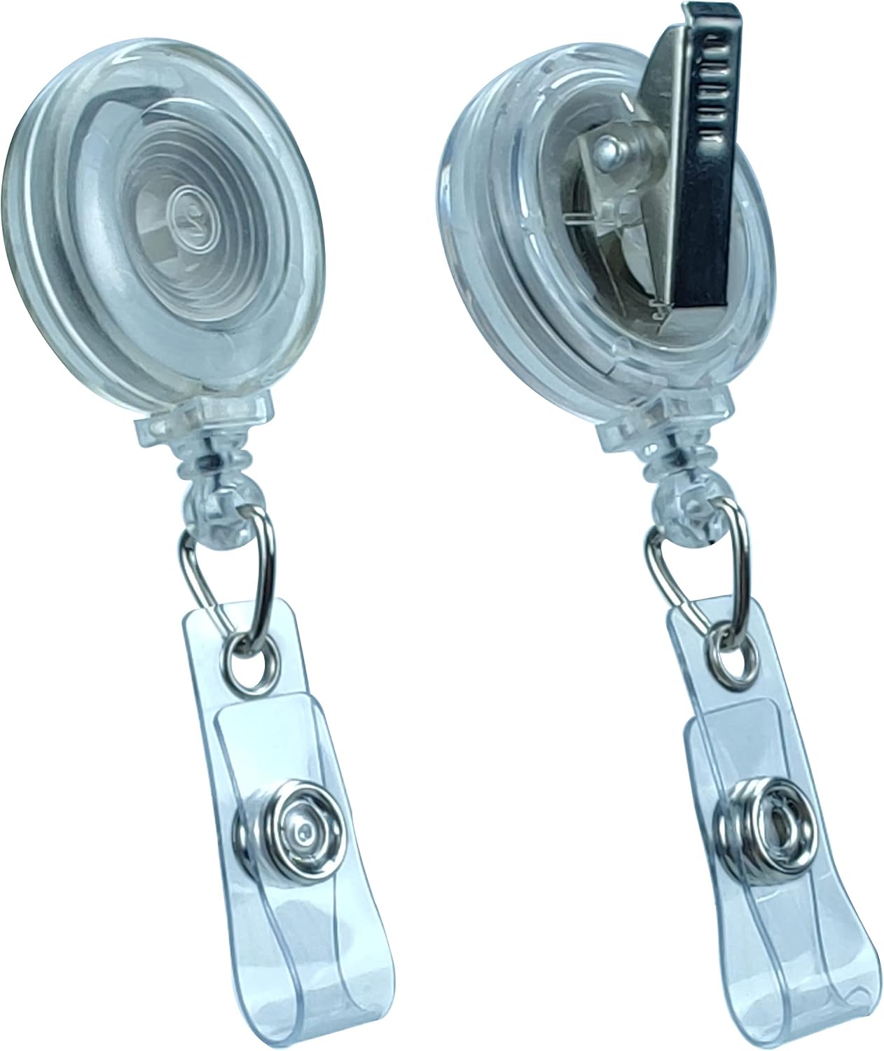 100 Pack Badge Reels Retractable Badge Holder with Clip, Id Clips for Badges, Id Badge Reel, Retractable Id Badge Clip with Clear Vinyl Strap & Alligator Swivel, No Twist Dispenser (Clear)