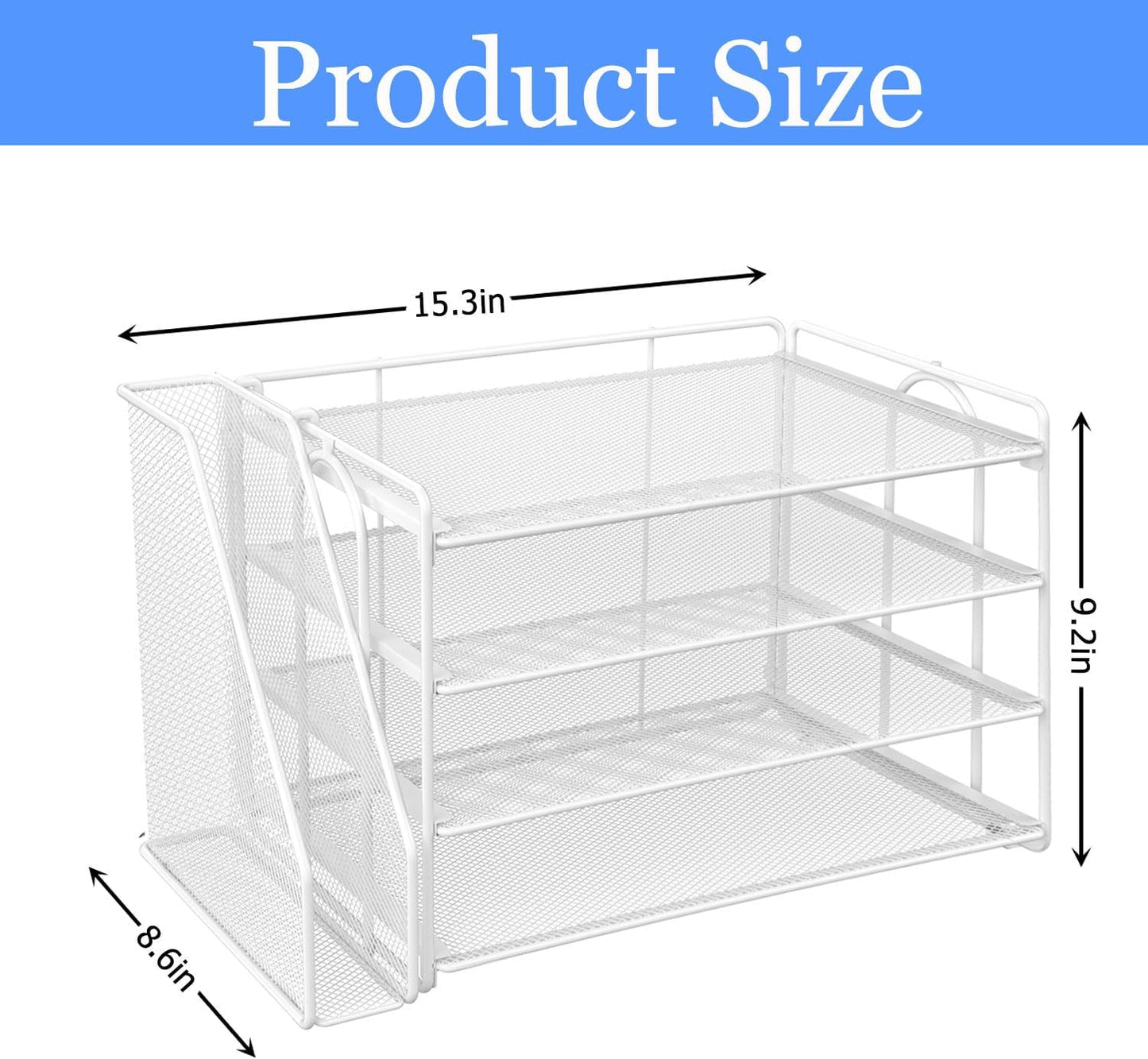 gianotter 4-Tier Paper Organizer With Magazine Holder, Desk Organizers and Accessories, White Desk Accessories, File Organizer for Office Supplies Storag(White)