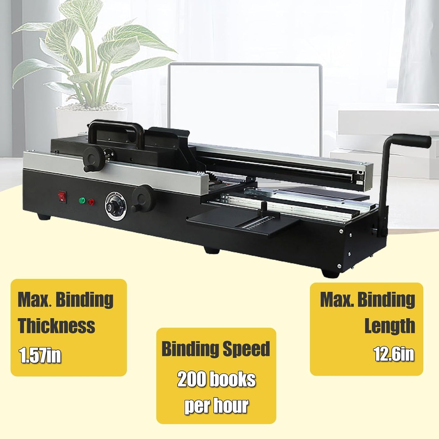 TECHTONGDA Hot Melt Glue Binding Machine A4 Desktop Hot Glue Book Binder, 110V Manual Book Binding Machine with Double Roller Applicator, 200 Books Per Hour