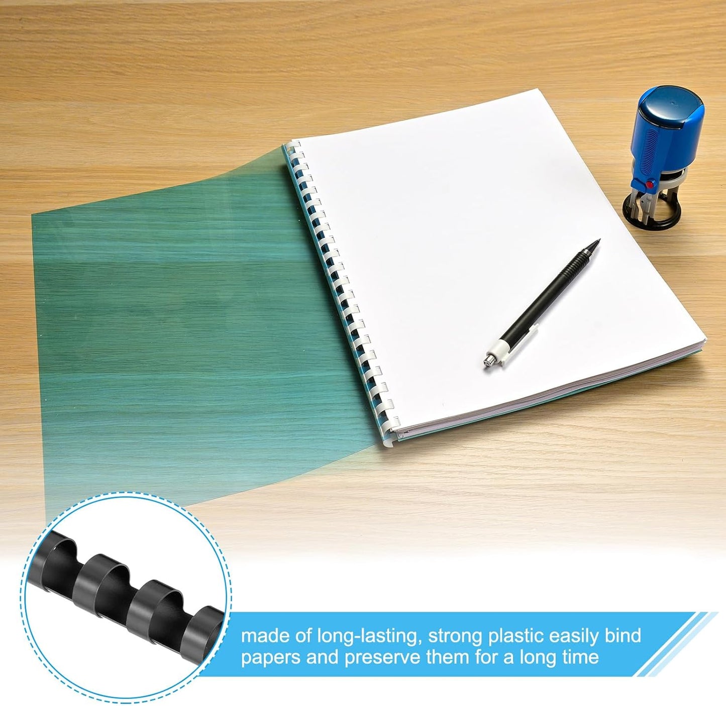 PATIKIL 12mm (1/2") Plastic Binding Combs, 100 Pcs 21 Rings Comb Binding Spines 90 Sheet Capacity Letter Size for Binding Paper Sheets, Red