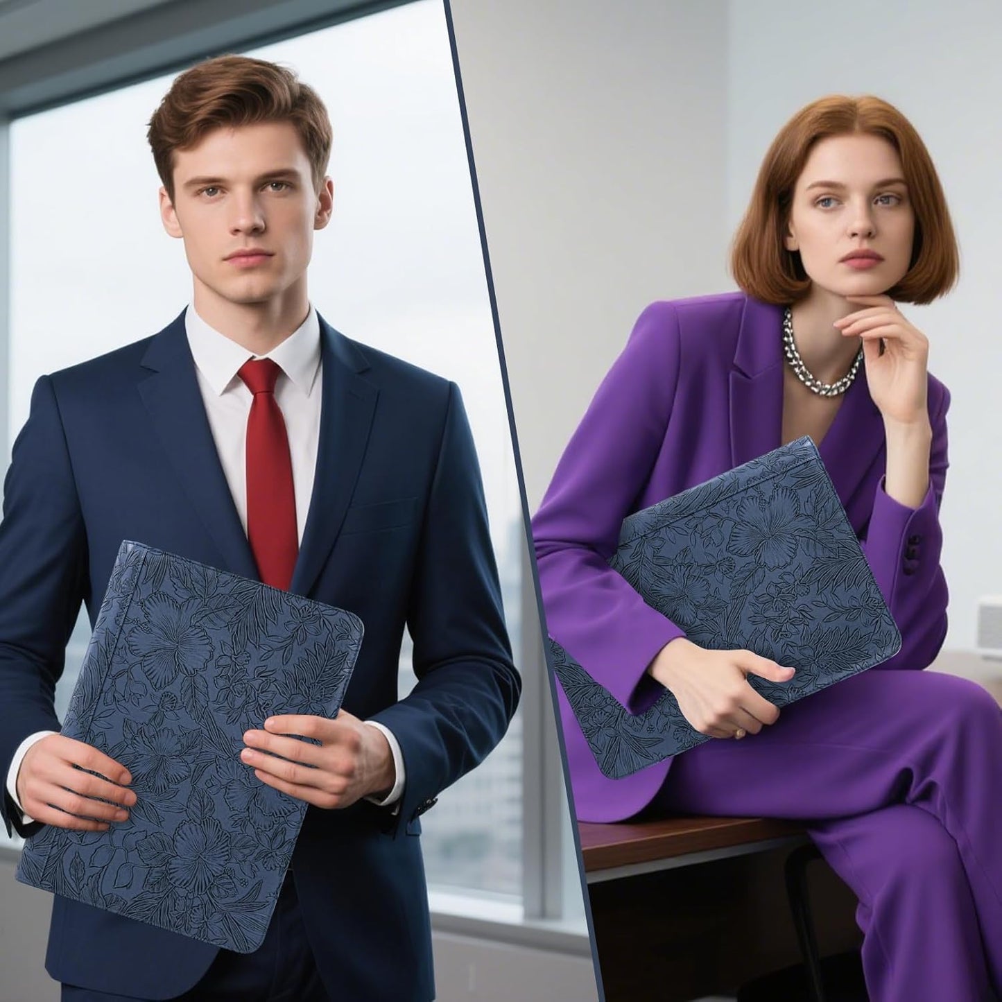 Calfinder Personalized Padfolios Portfolio Binder,3 Ring Leather Binder with Zipper,Professional Padfolios for Women&Men, Business Portfolio Organizer for Resume, Leather Folder for Ipad