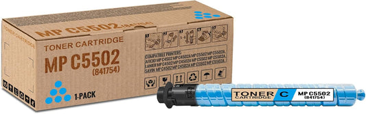 1 Pack MP C5502 Cyan Toner Cartridge | Replacement for Ricoh MP C5502 Work with Aficio MP C4502 C4502A C5502 C5502A LANIER MP C4502 C4502A C5502 C5502A SAVIN MP C4502 C4502A C5502 C5502A | 841754