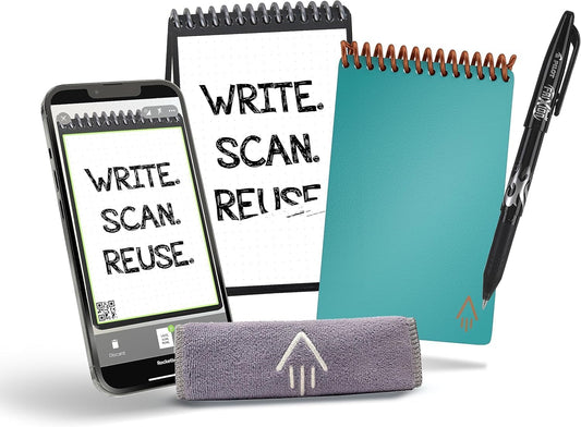 Rocketbook Smart Reusable Notebook, Mini Spiral Notebook, Neptune Teal, (3.5" x 5.5")