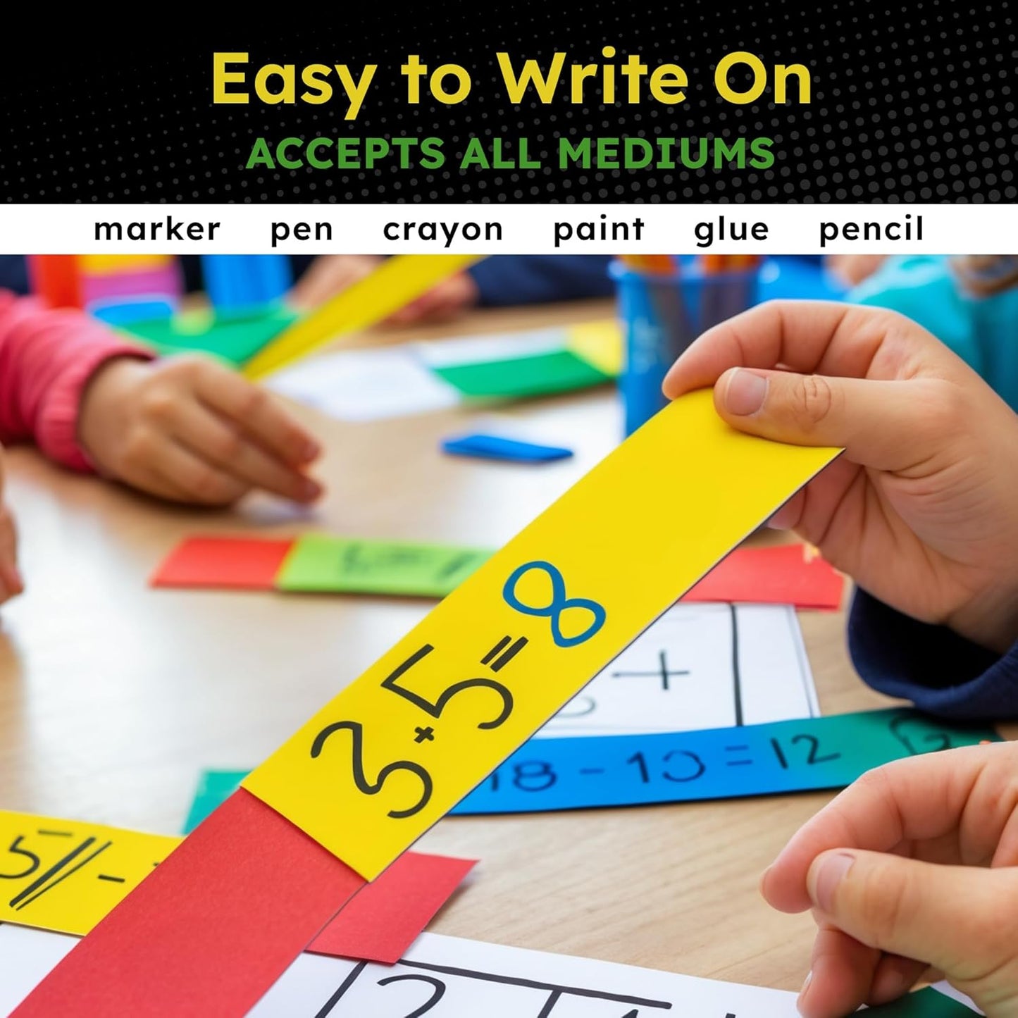 Hygloss Small Colored Poster Board 4x11 - 50 Assorted Standard Color Poster Boards Bulk Pack - Red, Yellow, Green, Blue, Black - 10 Pt. Thickness Poster Board Paper - Posterboard Multipack 4" x 11"