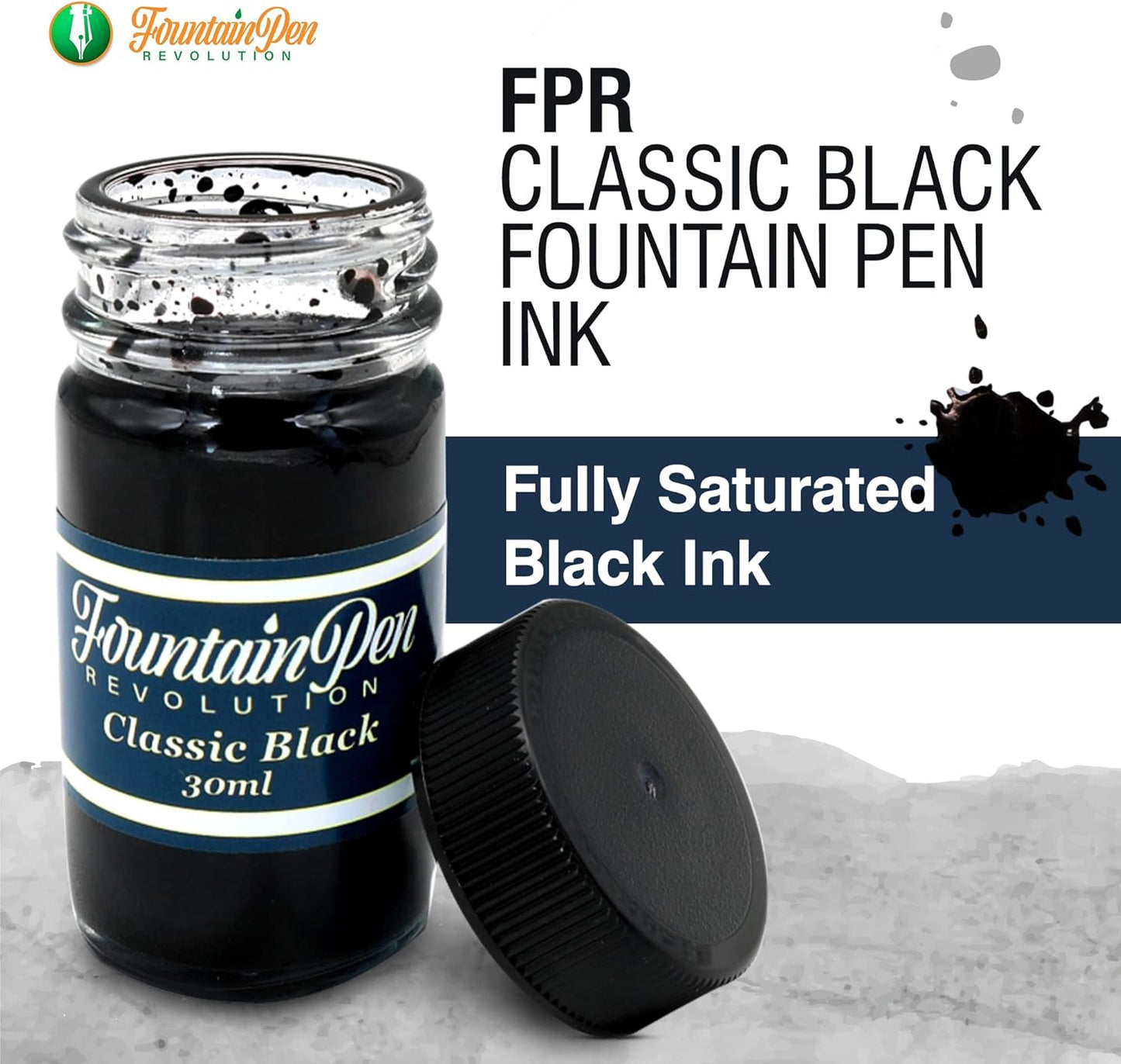 FPR Classic Black Fountain Pen Ink - 30 ml Saturated Black Ink Bottle for Smooth, Effortless Writing - Professional/Daily Use Refill Ink for Fountain Pens - Premium Stationery Supplies