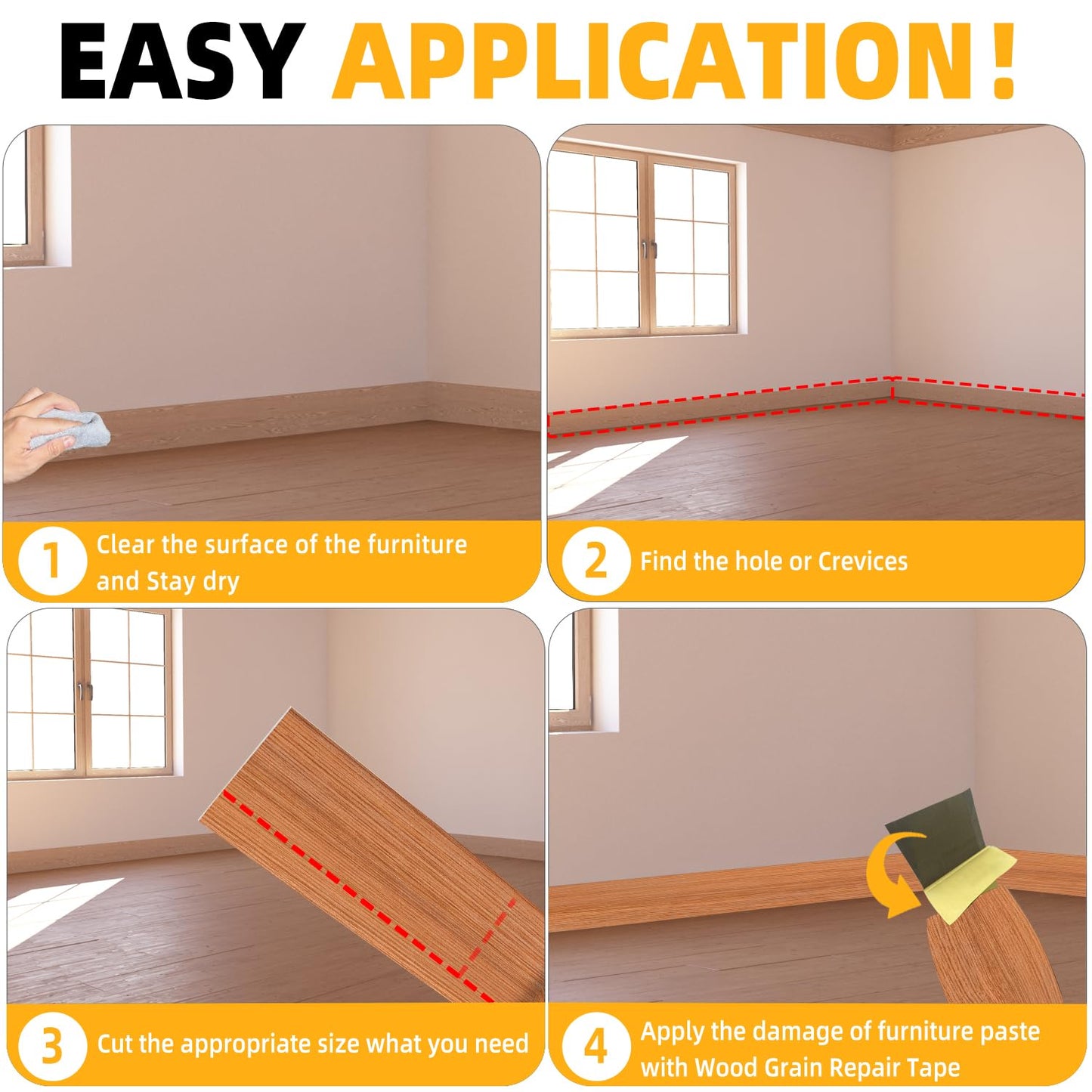 GSCIT Club Wood Grain Repair Tape, 2.3 inch X 15ft Self Adhesive Red Oak Grain Repair Patch for Tables, Chairs, Baseboards, Doors, Windows, Floors, Handicraft DIY.