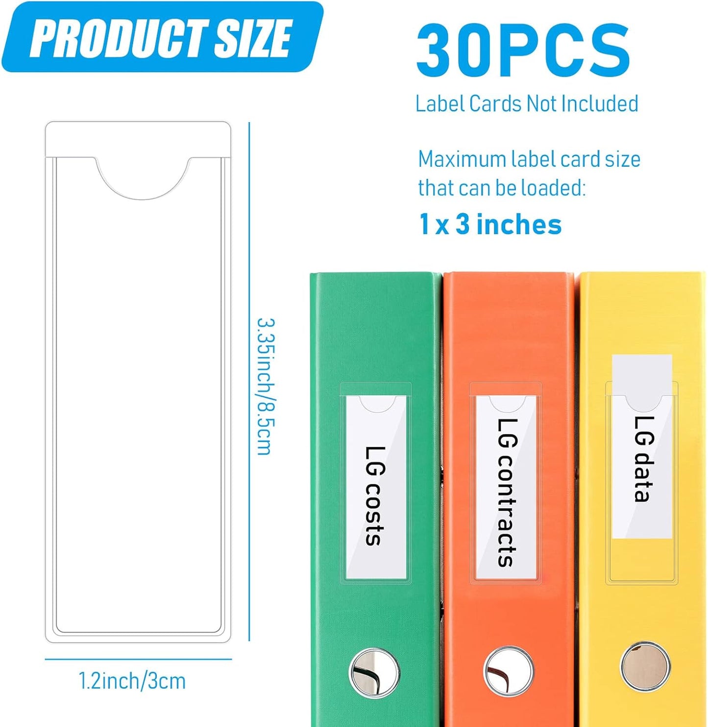 Chinco 30 Pack Self-Adhesive Index Card Pockets with Top Open for Loading - Ideal Index Card Holder for Organizing and Protecting - Crystal Clear Plastic (1.2 x 3.35 Inches)