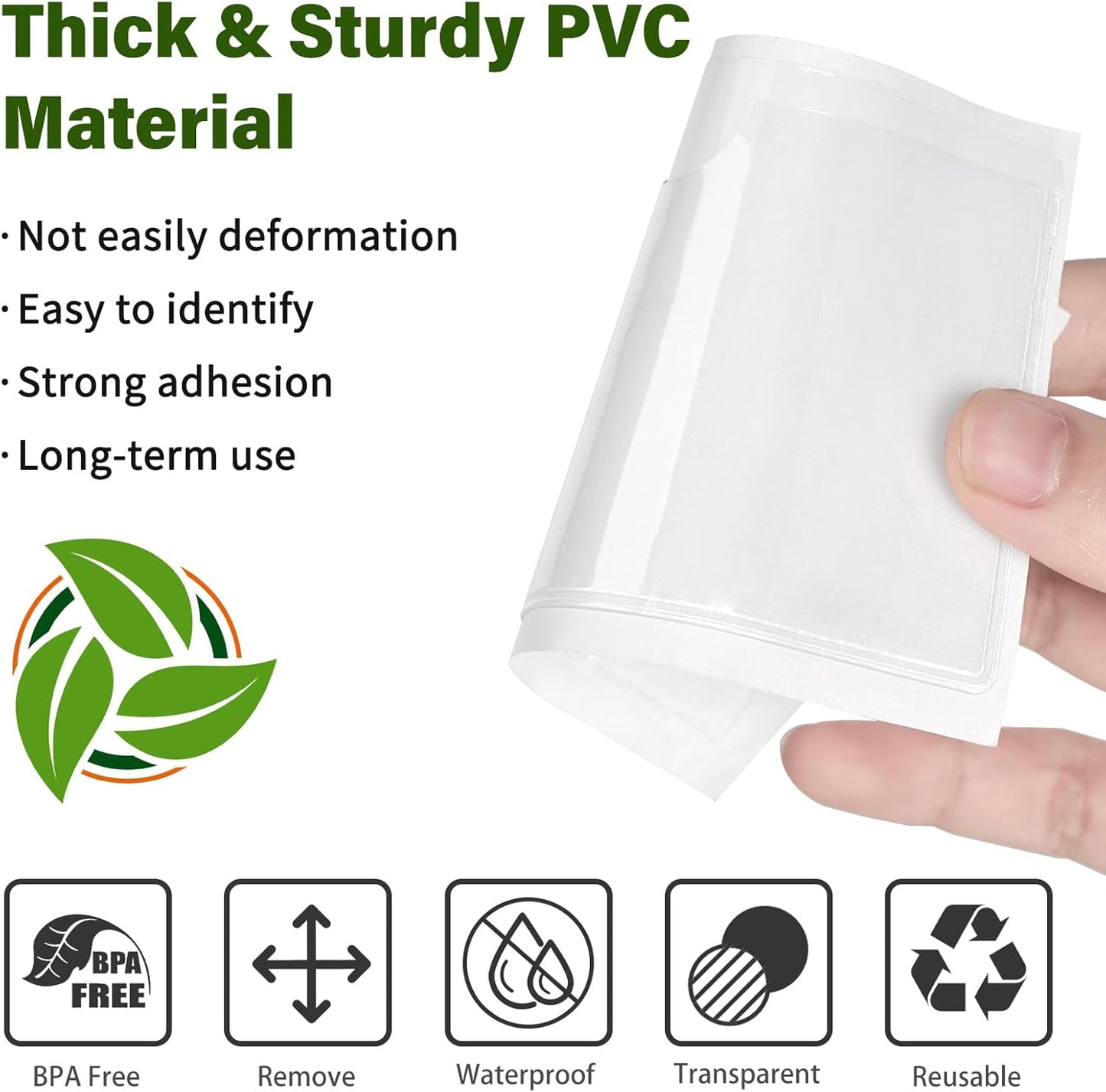 52 Pack Clear Adhesive 3.5" x 2" Index Card Pockets With Top Open, Plastic Card Sleeves Index Card Holder for Organizing Storage Bins, Library Cards, Notes, Drawer