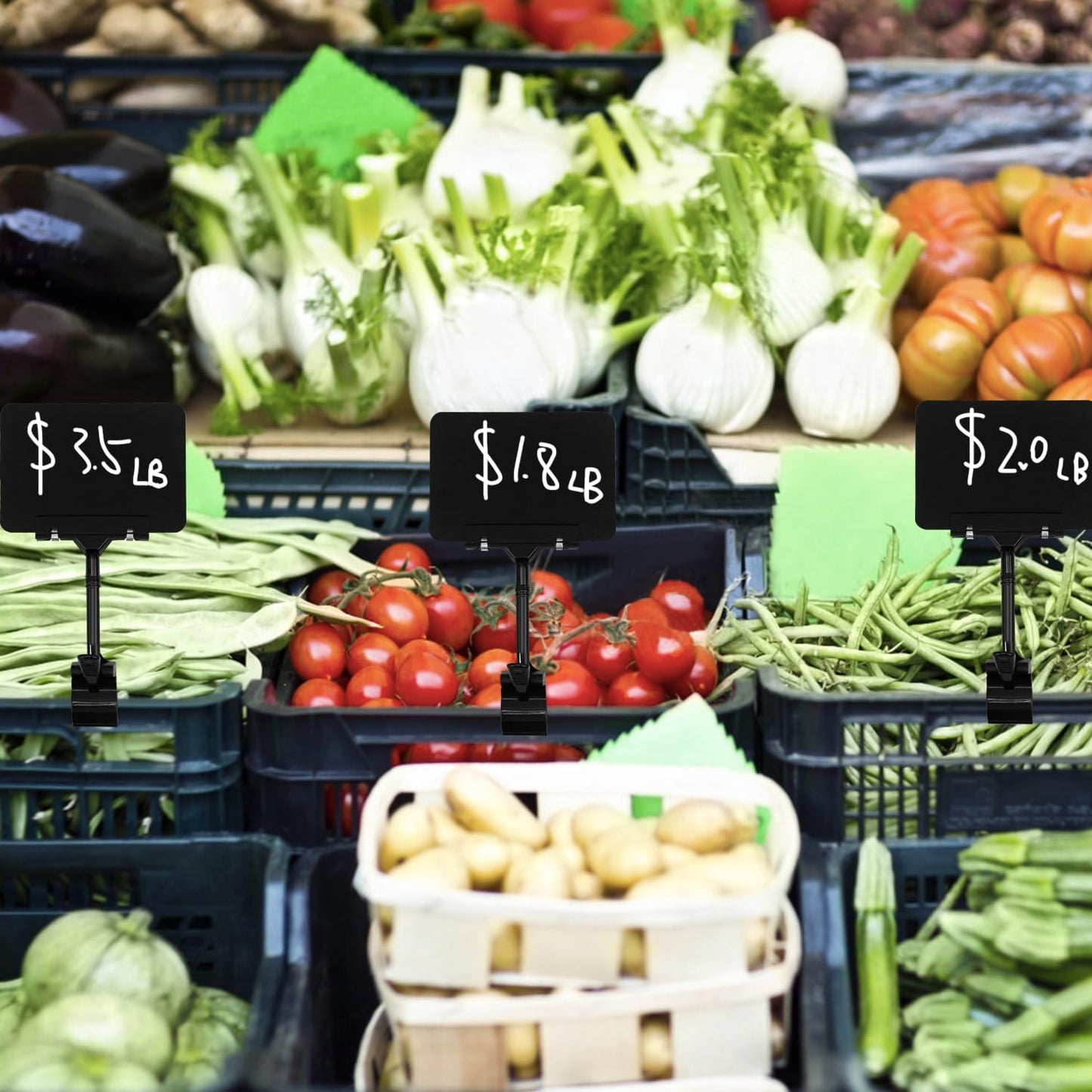 Coobbar Clip-On Sign Holder,20 Pack Merchandise Sign Clips Sign Holder Clips Pop Label Clips Retail Merchandise Rack Sign Double Display Clip Sign Holding Clamp,Price Tag Display (Black)