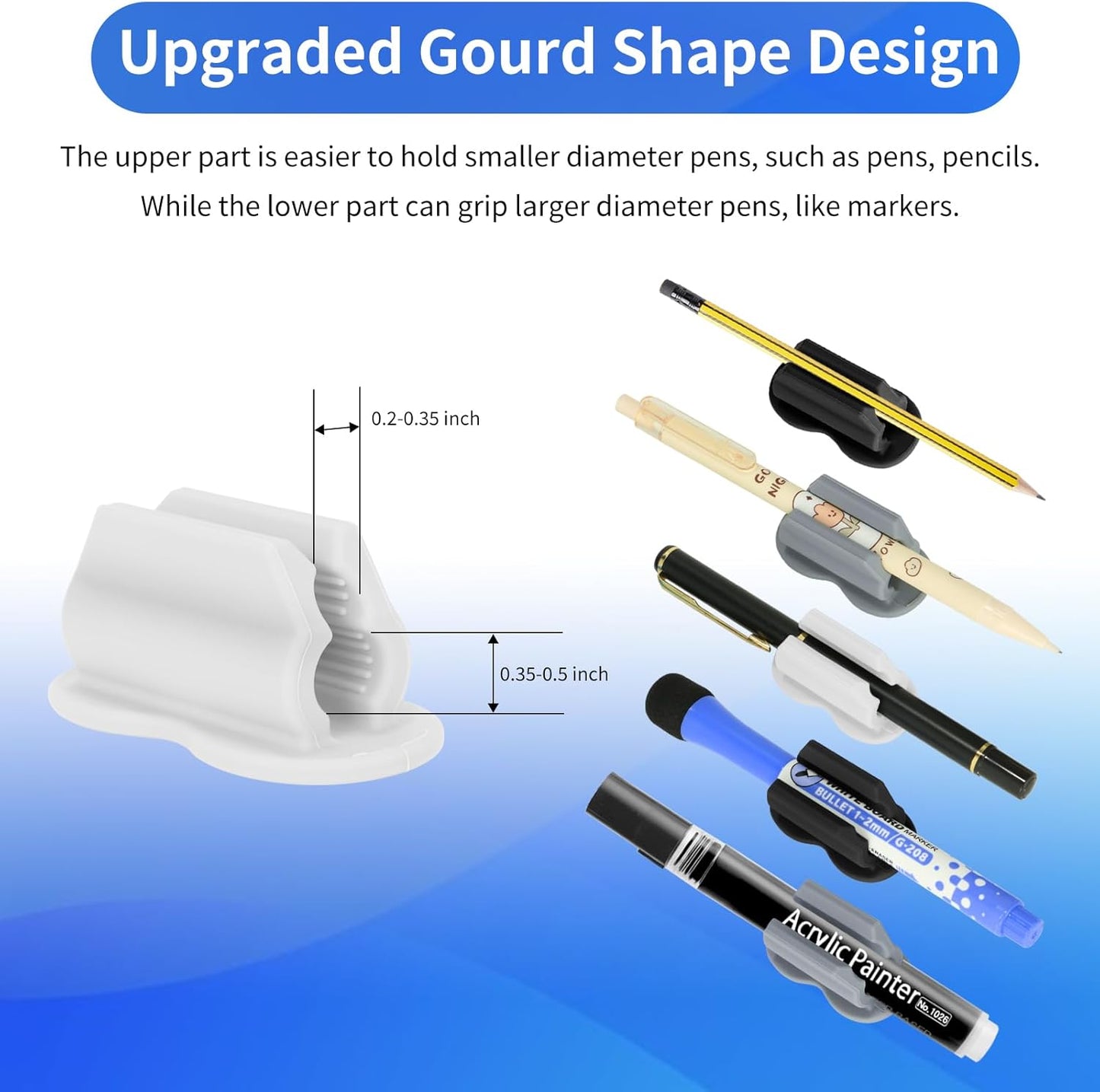 12PCS Pen Holder for Desk, Upgraded Adhesive Pen Pencil Holder for Desk Wall Clipboard Car Silicone Pens Markers Pencils Organizer Teacher Supplies Office Supplies (12PCS Multicolor)