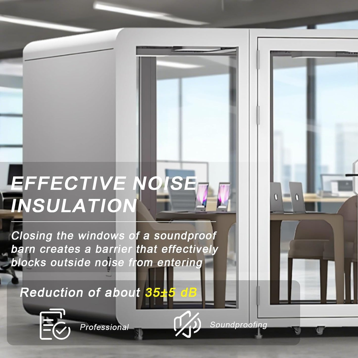 Office Sound Booth with Audio Privacy - Large Soundproof Room with Pulleys and Feet,Soundproof Room with Light,Ventilation,Socket for Meetings,Report Presentations (White)
