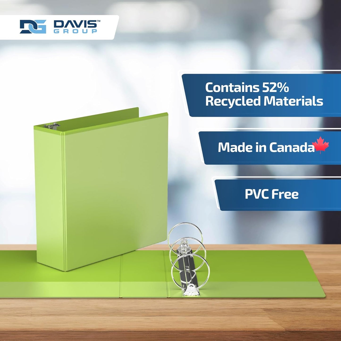 Easyview Premium 3-Ring Binders with Clear-View Covers and Round Rings, Binders for School or Office, 3 Inch, Pack of 6, Lime Green