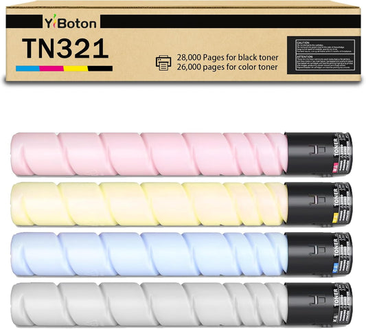 High Yield TN321 TN-321 Toner Cartridges Replacement for Konica TN321K TN321C TN321M TN321Y Toner Cartridge Compatible for Konica Minolta Bizhub C224e C364e C284e C224 C284 C364 C7822 C7828 Printers
