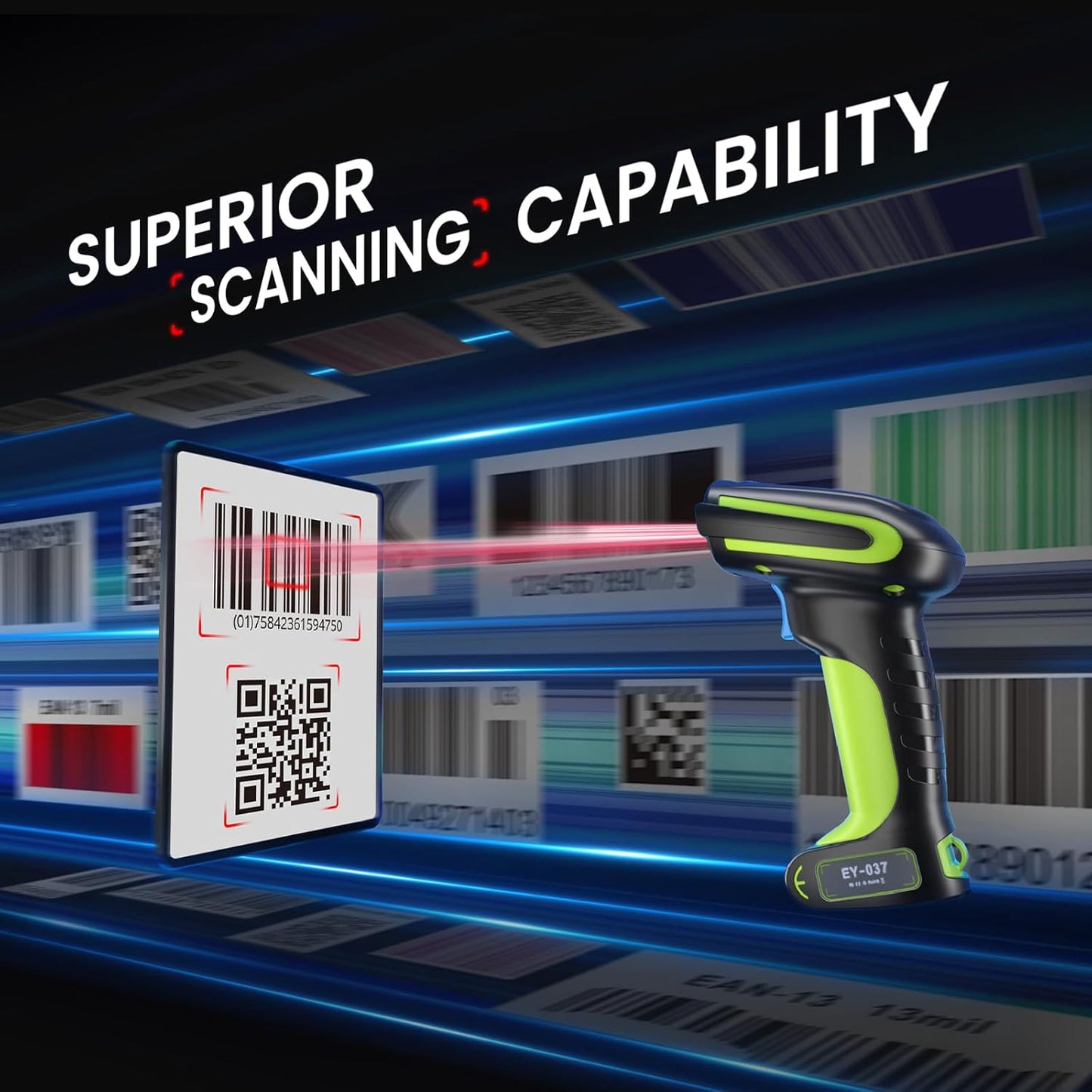 Eyoyo 1D 2D QR Industrial Bluetooth Barcode Scanner with Wireless Charging Stand, Rugged & IP65 Waterproof, Cordless & USB Wired Hands-Free Handheld Bar Code Scanner Reader for Laptop Desktop Android