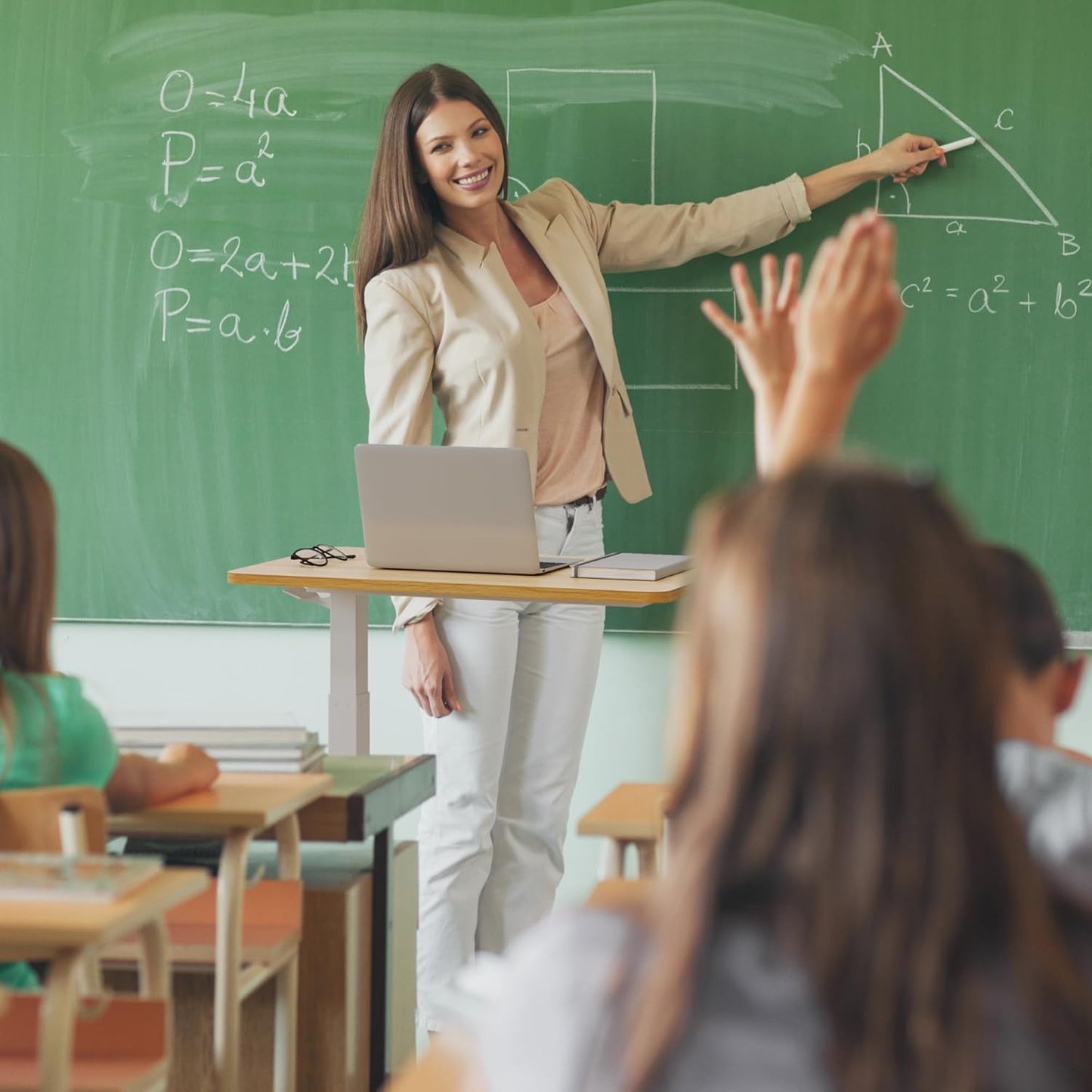 SANODESK Mobile Standing Desk with Hidden Wheels,Pneumatic Laptop Desk Rolling Computer Cart Movable Height Adjustable Small Sit Stand Desk for Home Office(27.6" W x 15.7" D,Maple)