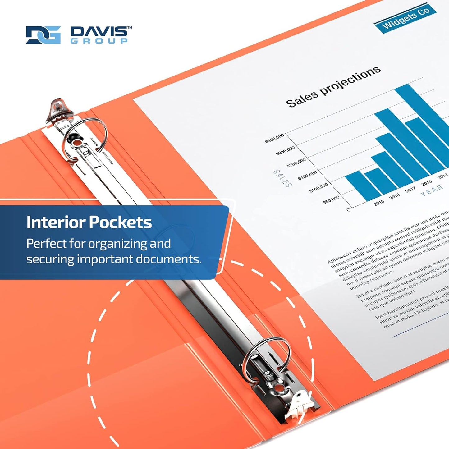 Easyview Premium 3-Ring Binders with Clear-View Covers and Round Rings, Binders for School or Office, 2 Inch, Pack of 6, Orange