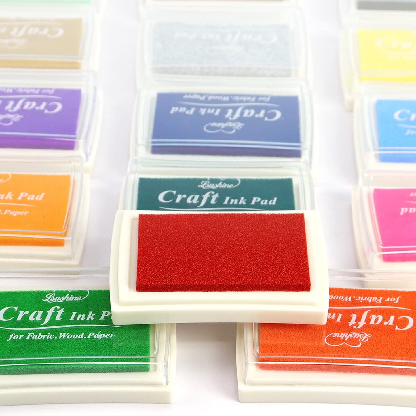 Craft Ink Pad for Rubber Stamps, Paper, Wooden, Fabric, Scrapbooking, Non-Toxic Finger Ink Pads for Kids (Red)