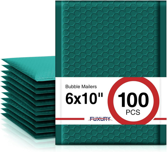 Fuxury Bubble Mailers 6x10" 100 Pack Opaque Bubble Mailer Usable Size 6x9" Padded Envelopes for Gifts Mailing Envelopes Bubble Padded Cushion Mailers Small Business#0 Forest Green