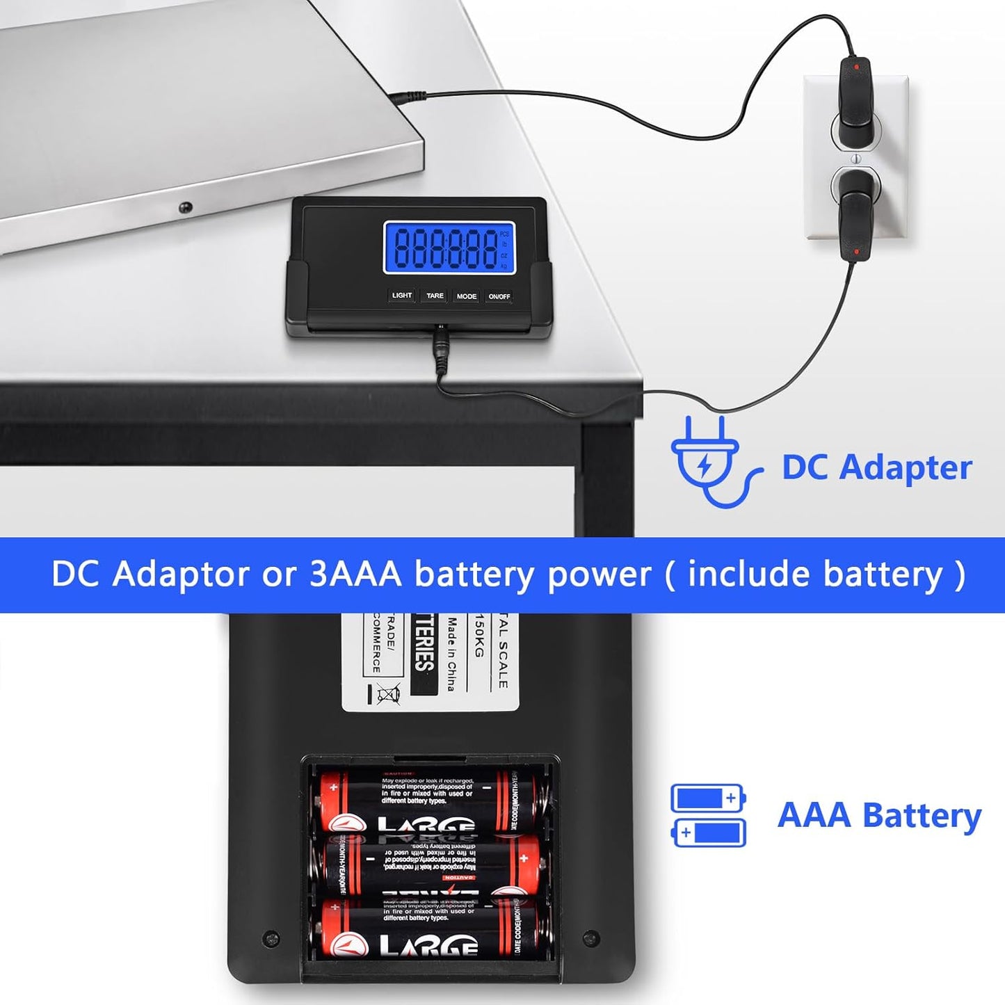 THINKSCALE Shipping Scale, 397lb Heavy Duty Digital Stainless Steel Large Platform Postal Scale with Wireless Display, Baby Scale Office Package Scale,Commercial Scale for Business, Puppy Scale