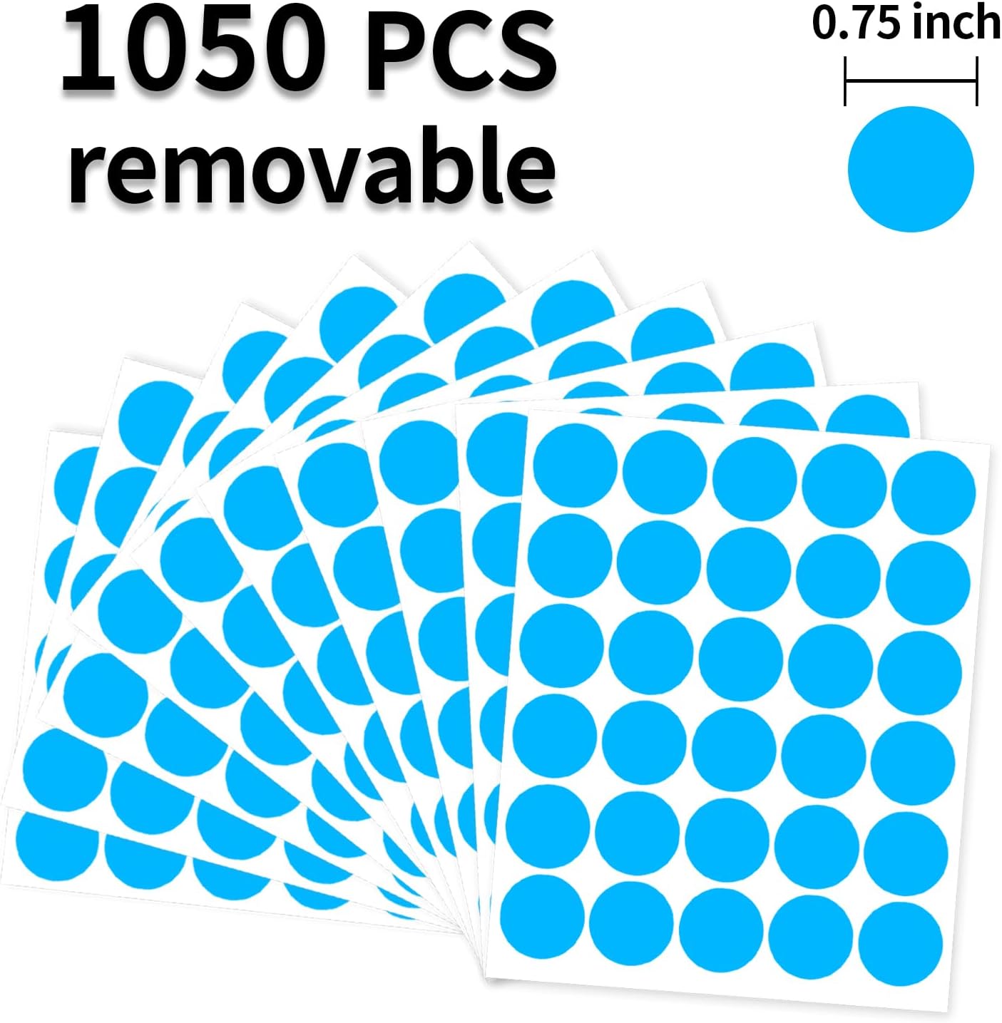0.75 Inch Removable Color Code Dot Sticker Round Labels,Garage Sale Stickers Price Tags Label Blank Yard Sale Circle Dot Stickers(1050 Pack,Blue)