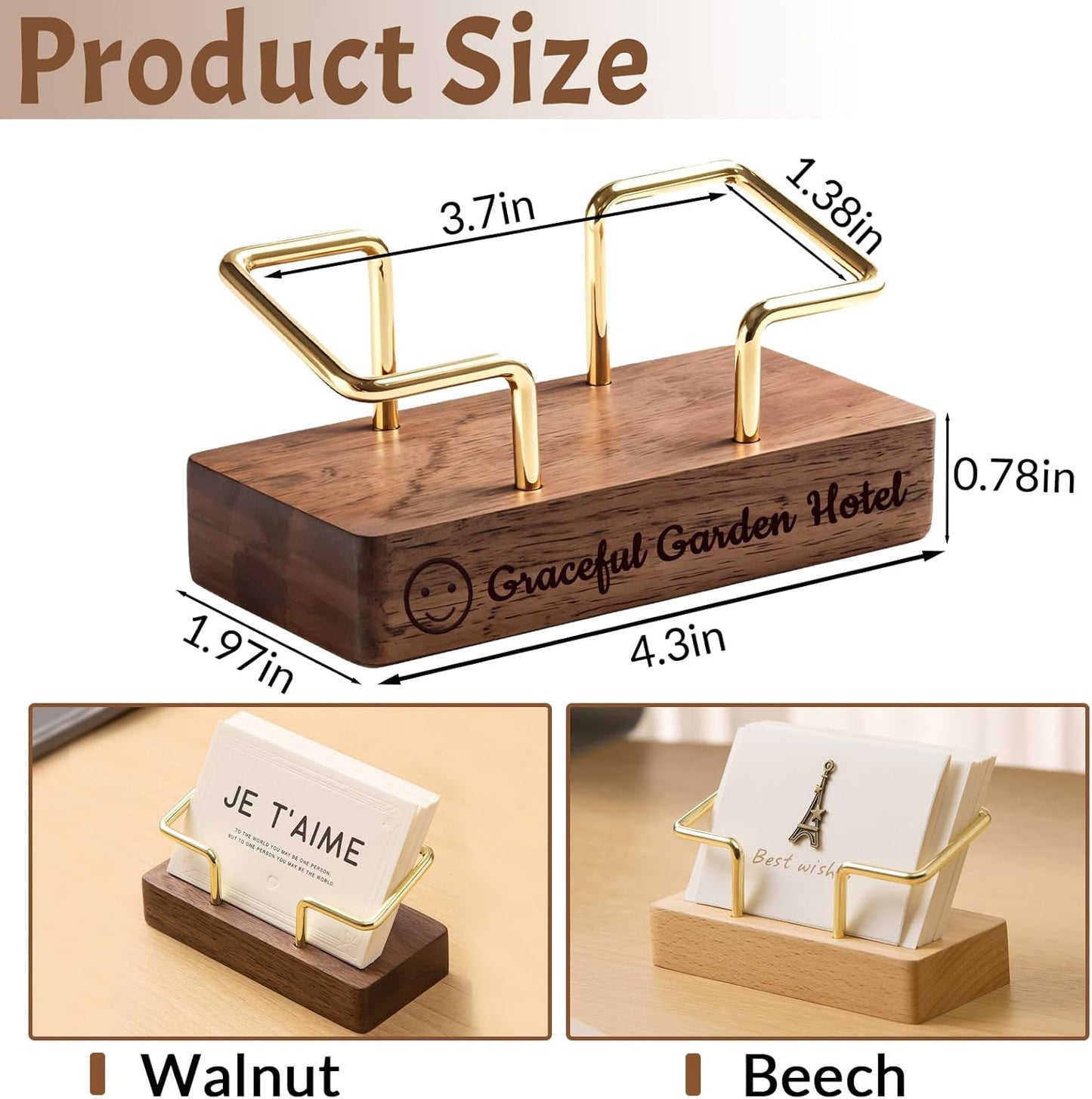 HJX 2Pcs Custom Business Card Holder for Desk - Personalized Engraved Name Logo Wooden Business Card Organizer, Customized Business Card Desktop Display Gifts for Men Women (2 packs)