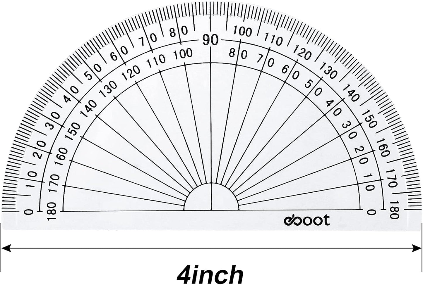 EBOOT 100 Pcs Math Protractors Plastic Protractor 180 Degrees, 4 Inches (Clear)
